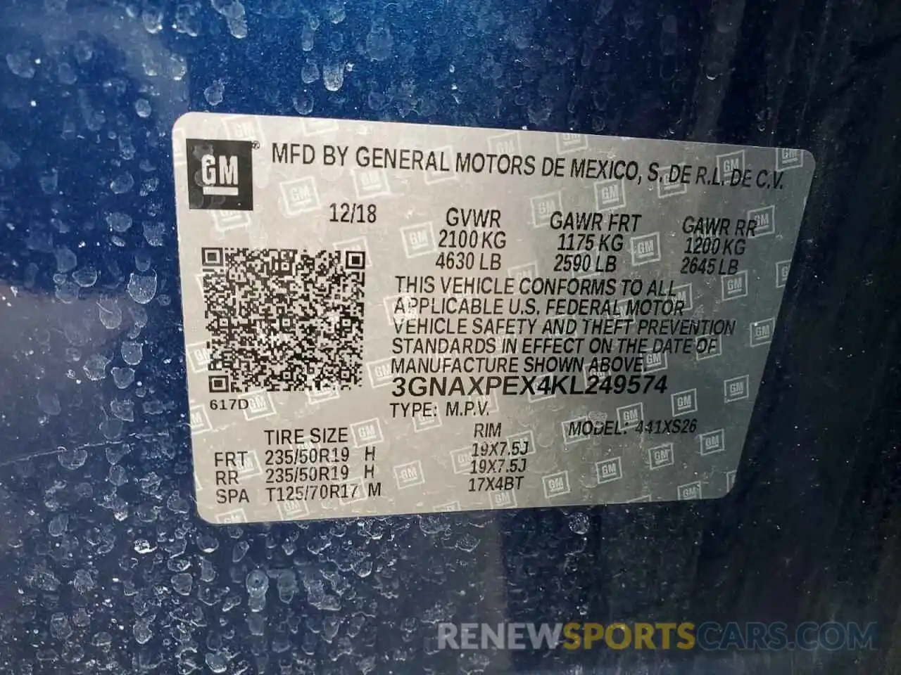 13 Photograph of a damaged car 3GNAXPEX4KL249574 CHEVROLET EQUINOX 2019