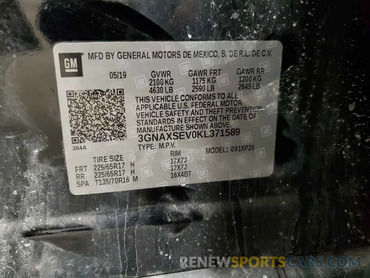 14 Photograph of a damaged car 3GNAXSEV0KL371589 CHEVROLET EQUINOX 2019