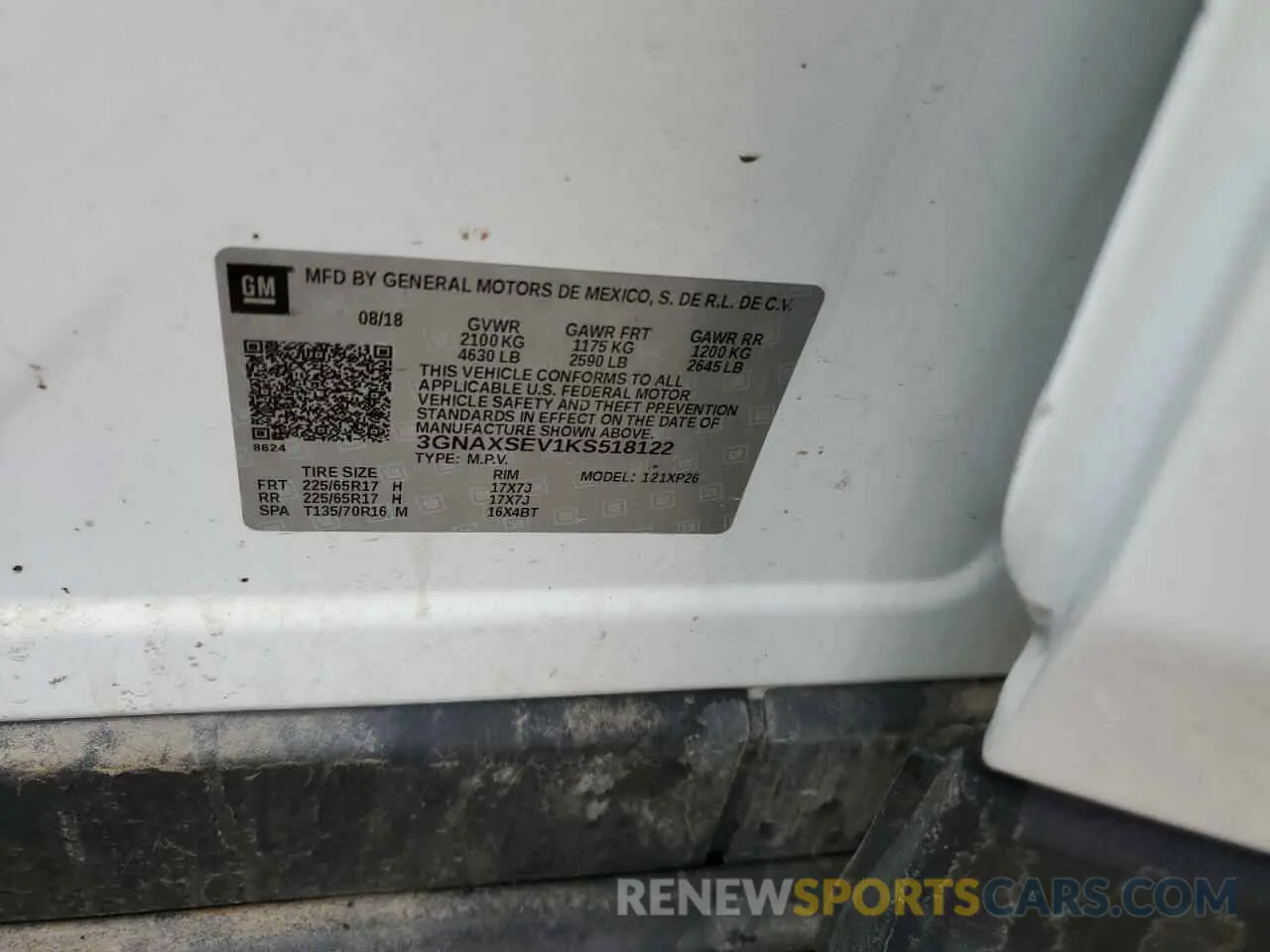 13 Photograph of a damaged car 3GNAXSEV1KS518122 CHEVROLET EQUINOX 2019