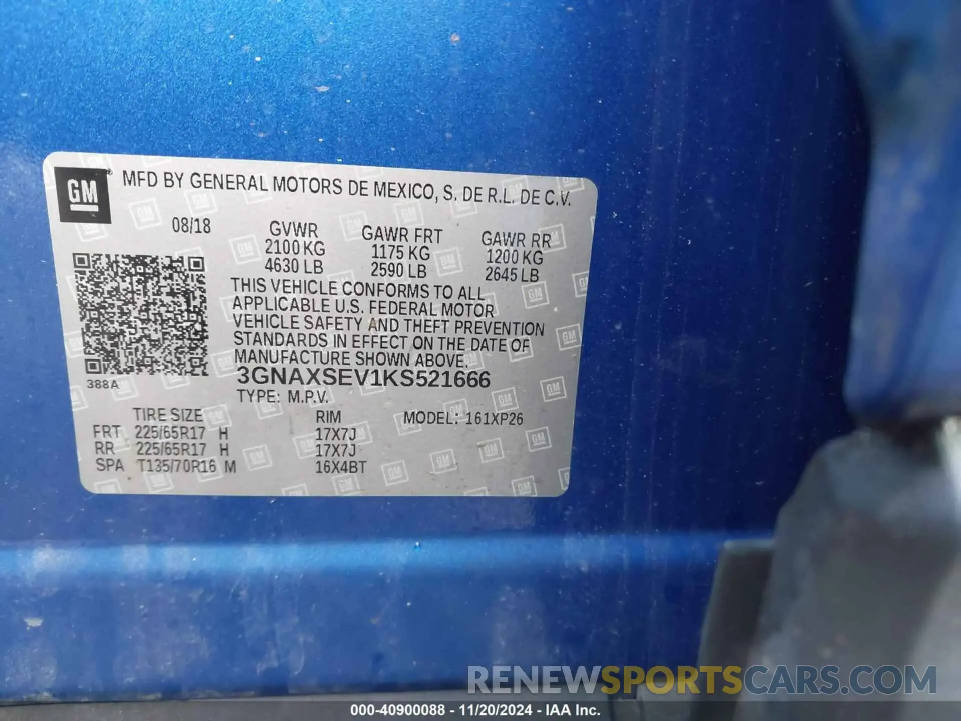 9 Photograph of a damaged car 3GNAXSEV1KS521666 CHEVROLET EQUINOX 2019
