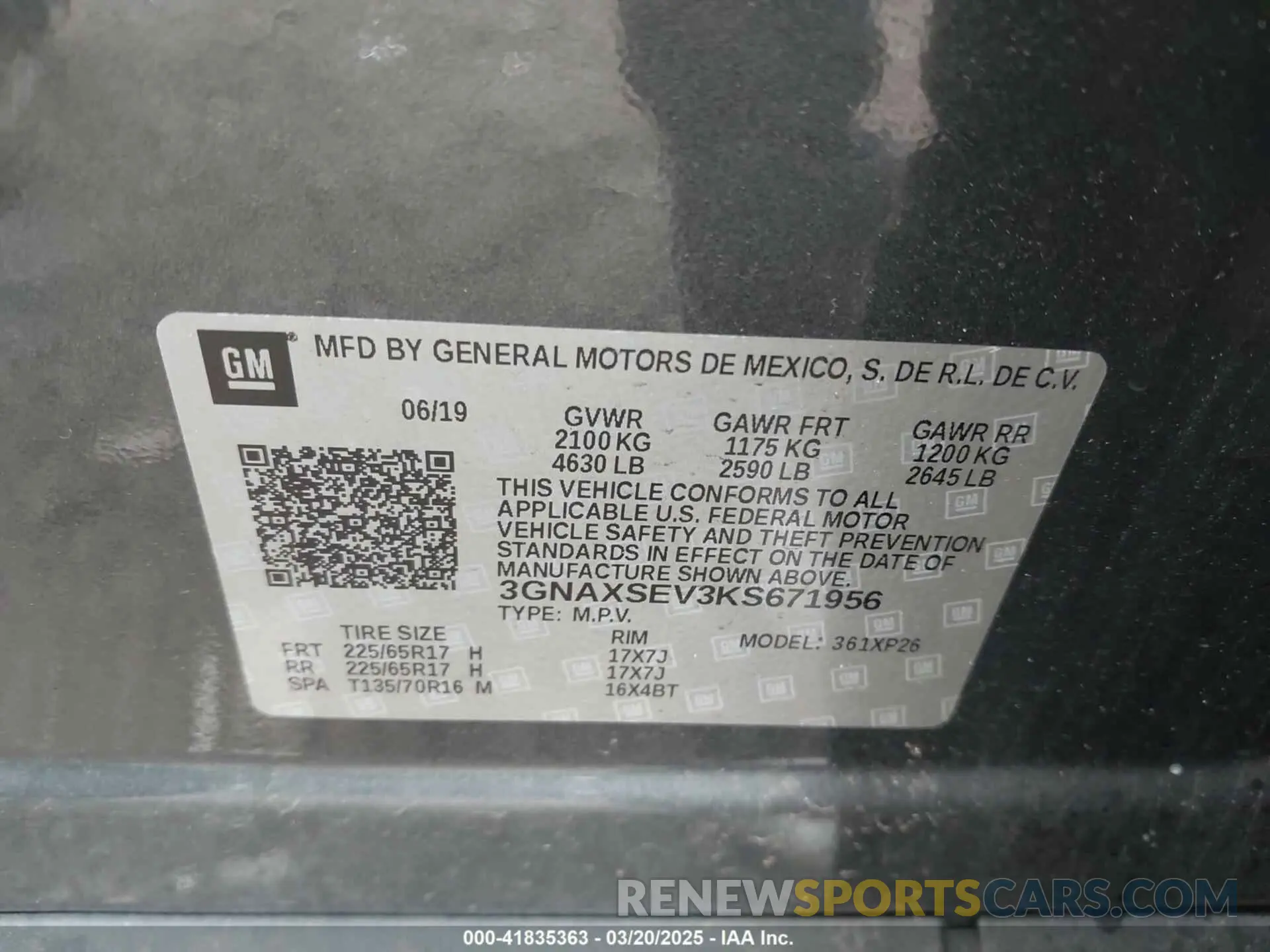 9 Photograph of a damaged car 3GNAXSEV3KS671956 CHEVROLET EQUINOX 2019