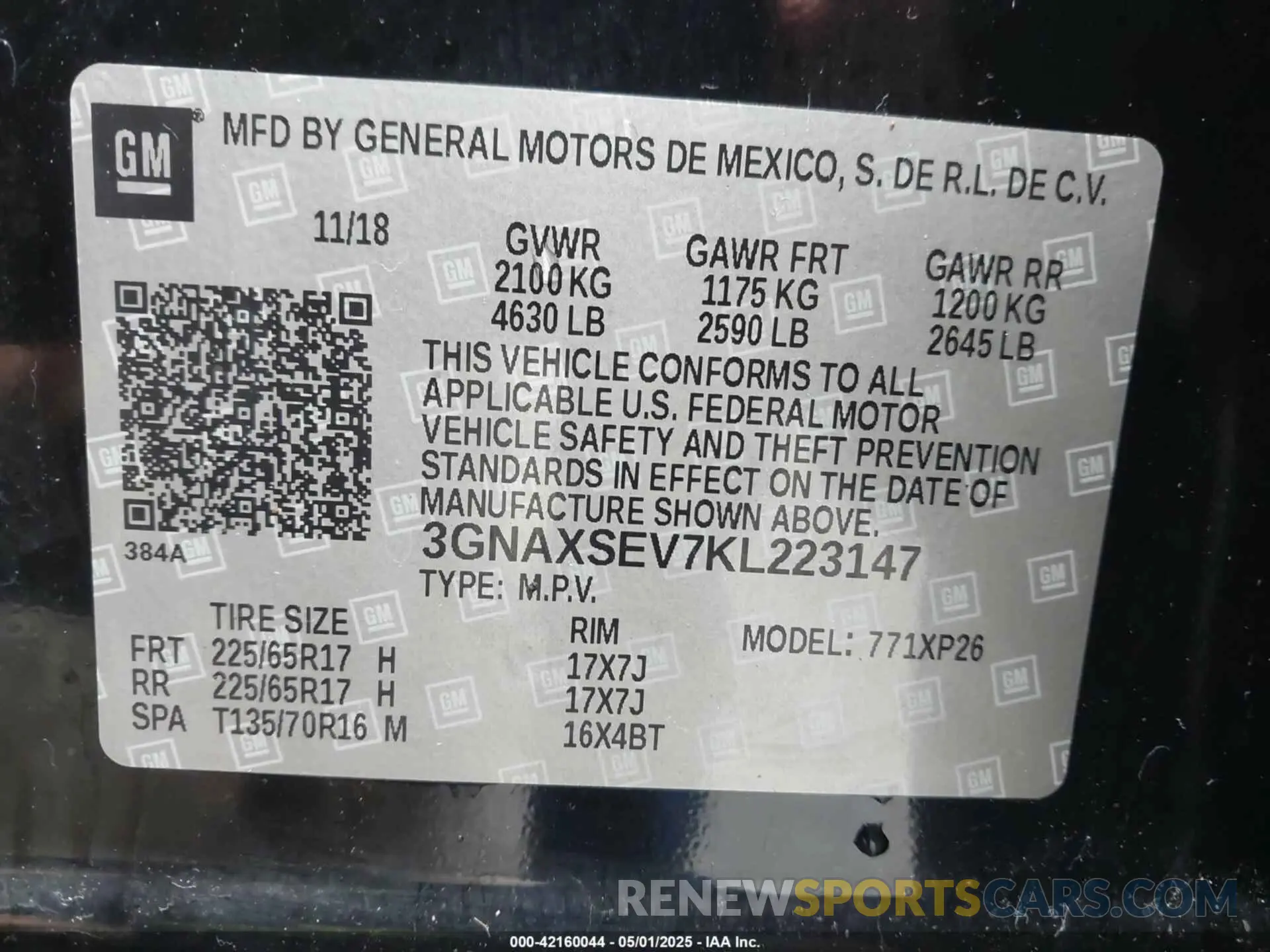 9 Photograph of a damaged car 3GNAXSEV7KL223147 CHEVROLET EQUINOX 2019