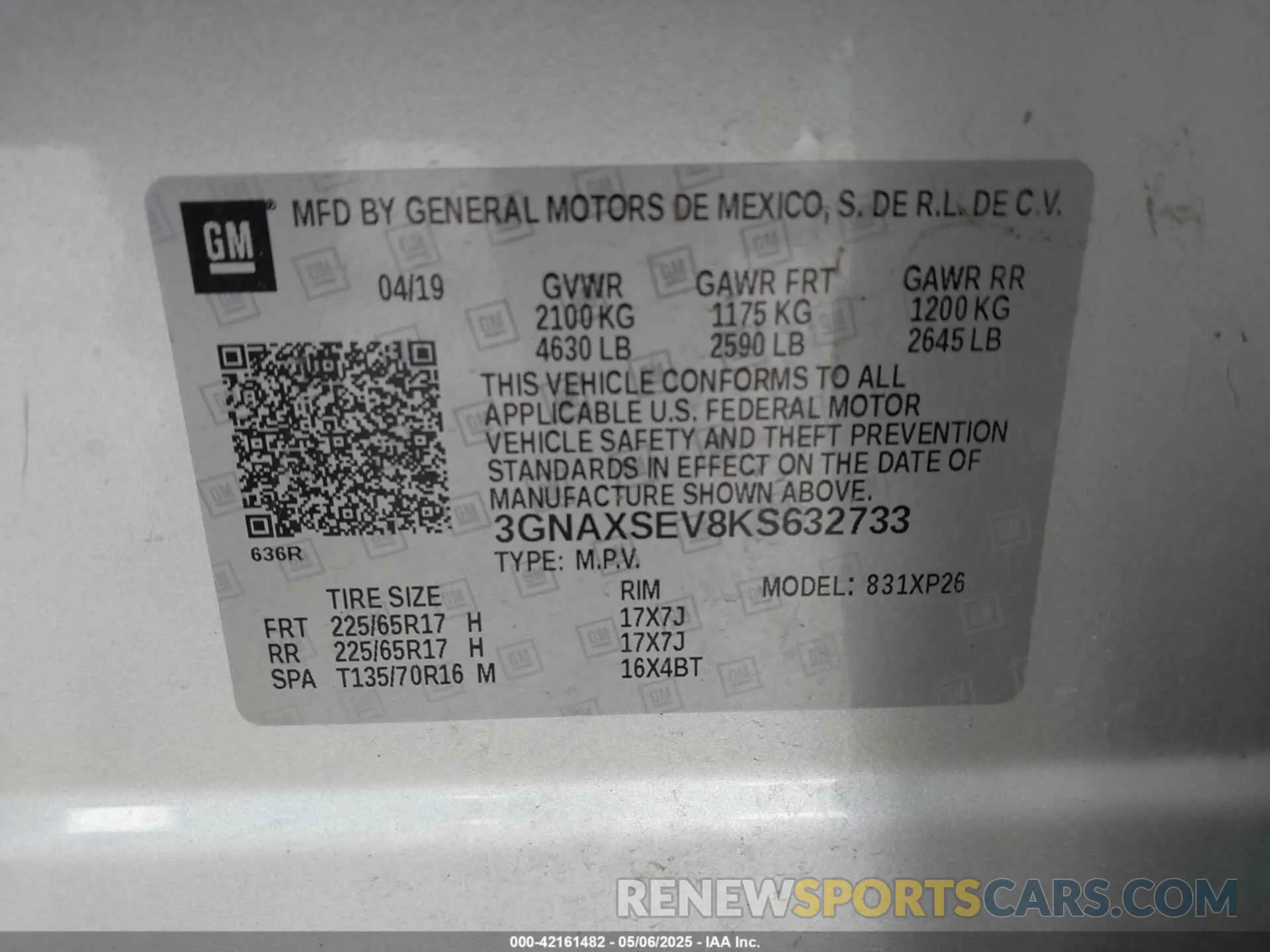 9 Photograph of a damaged car 3GNAXSEV8KS632733 CHEVROLET EQUINOX 2019