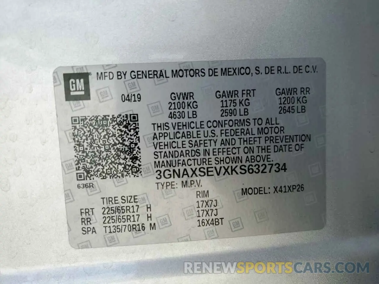 13 Photograph of a damaged car 3GNAXSEVXKS632734 CHEVROLET EQUINOX 2019