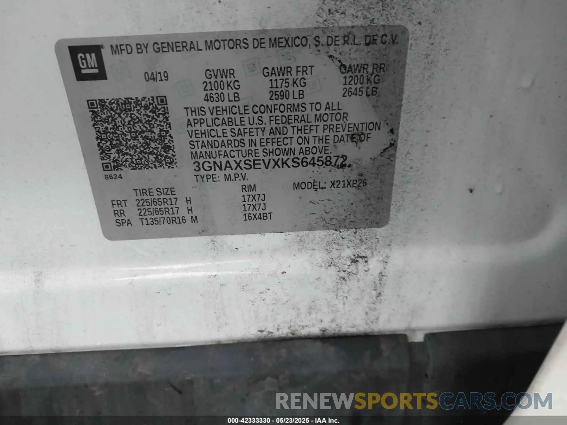 9 Photograph of a damaged car 3GNAXSEVXKS645872 CHEVROLET EQUINOX 2019