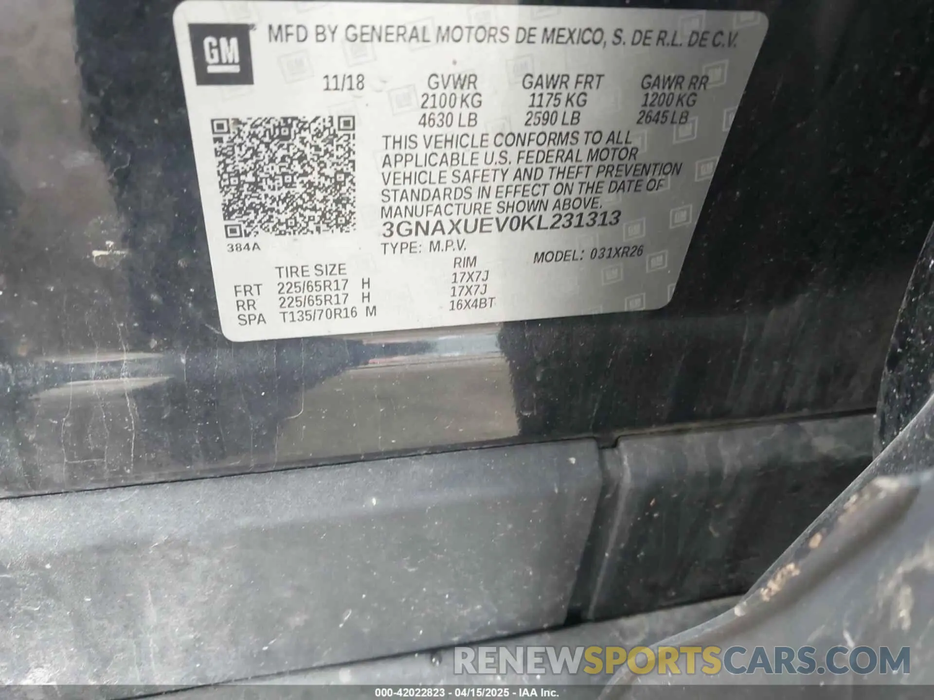 9 Photograph of a damaged car 3GNAXUEV0KL231313 CHEVROLET EQUINOX 2019