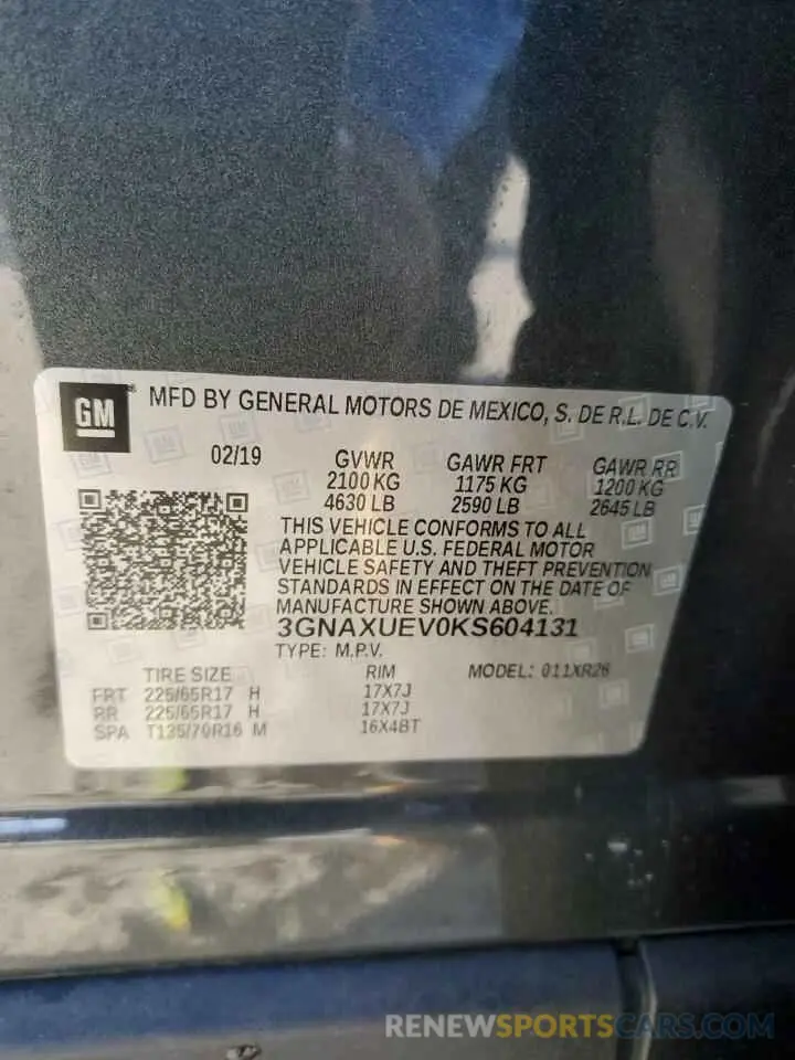 13 Photograph of a damaged car 3GNAXUEV0KS604131 CHEVROLET EQUINOX 2019