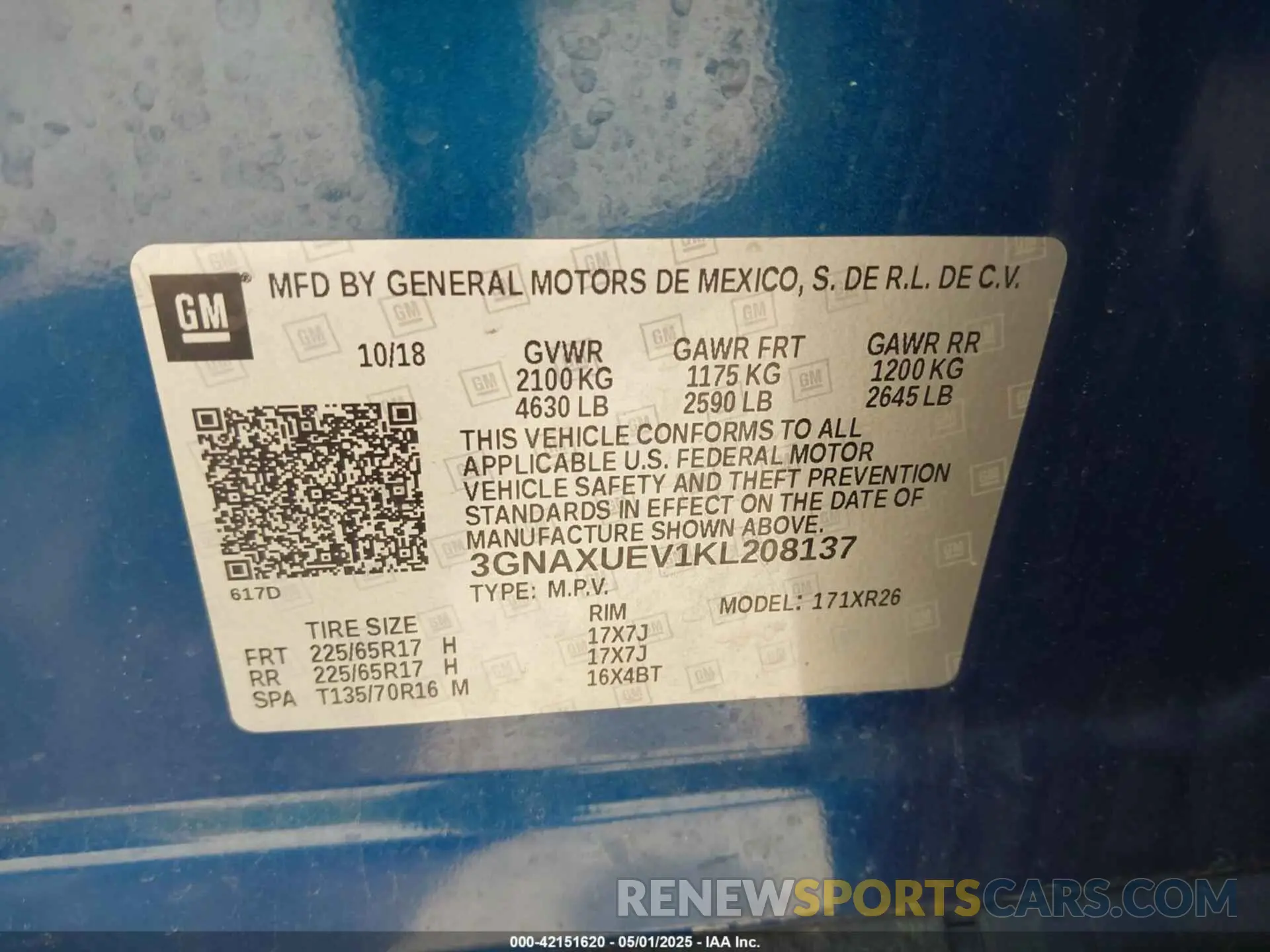 9 Photograph of a damaged car 3GNAXUEV1KL208137 CHEVROLET EQUINOX 2019