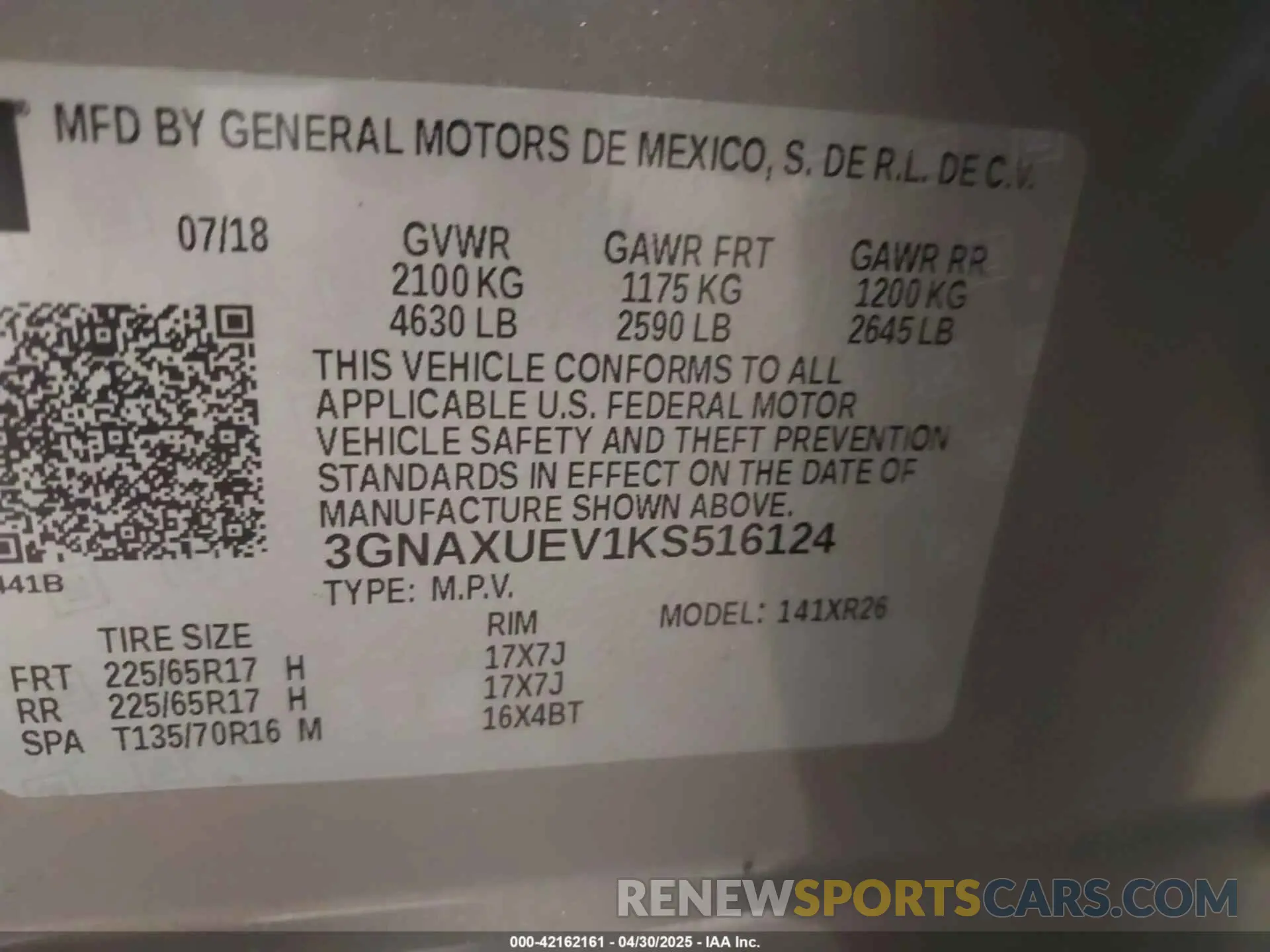 9 Photograph of a damaged car 3GNAXUEV1KS516124 CHEVROLET EQUINOX 2019