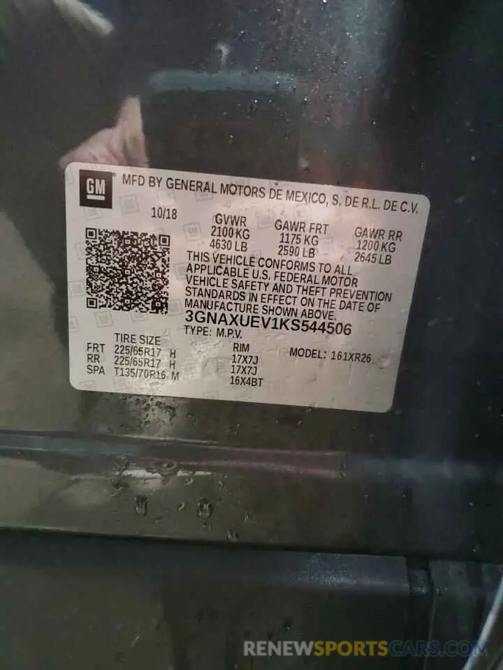 13 Photograph of a damaged car 3GNAXUEV1KS544506 CHEVROLET EQUINOX 2019