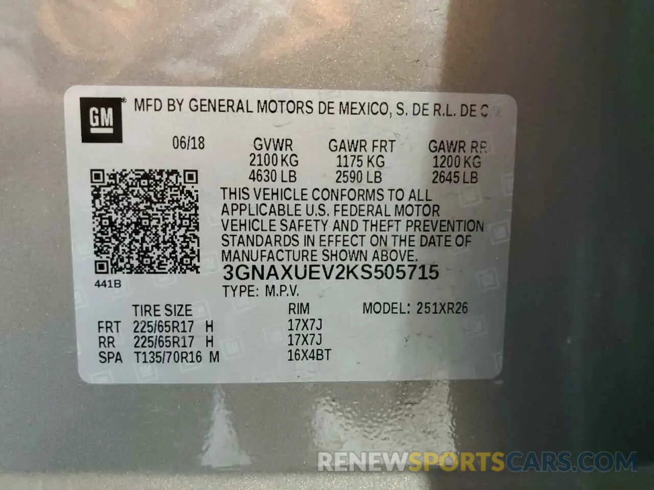 14 Photograph of a damaged car 3GNAXUEV2KS505715 CHEVROLET EQUINOX 2019