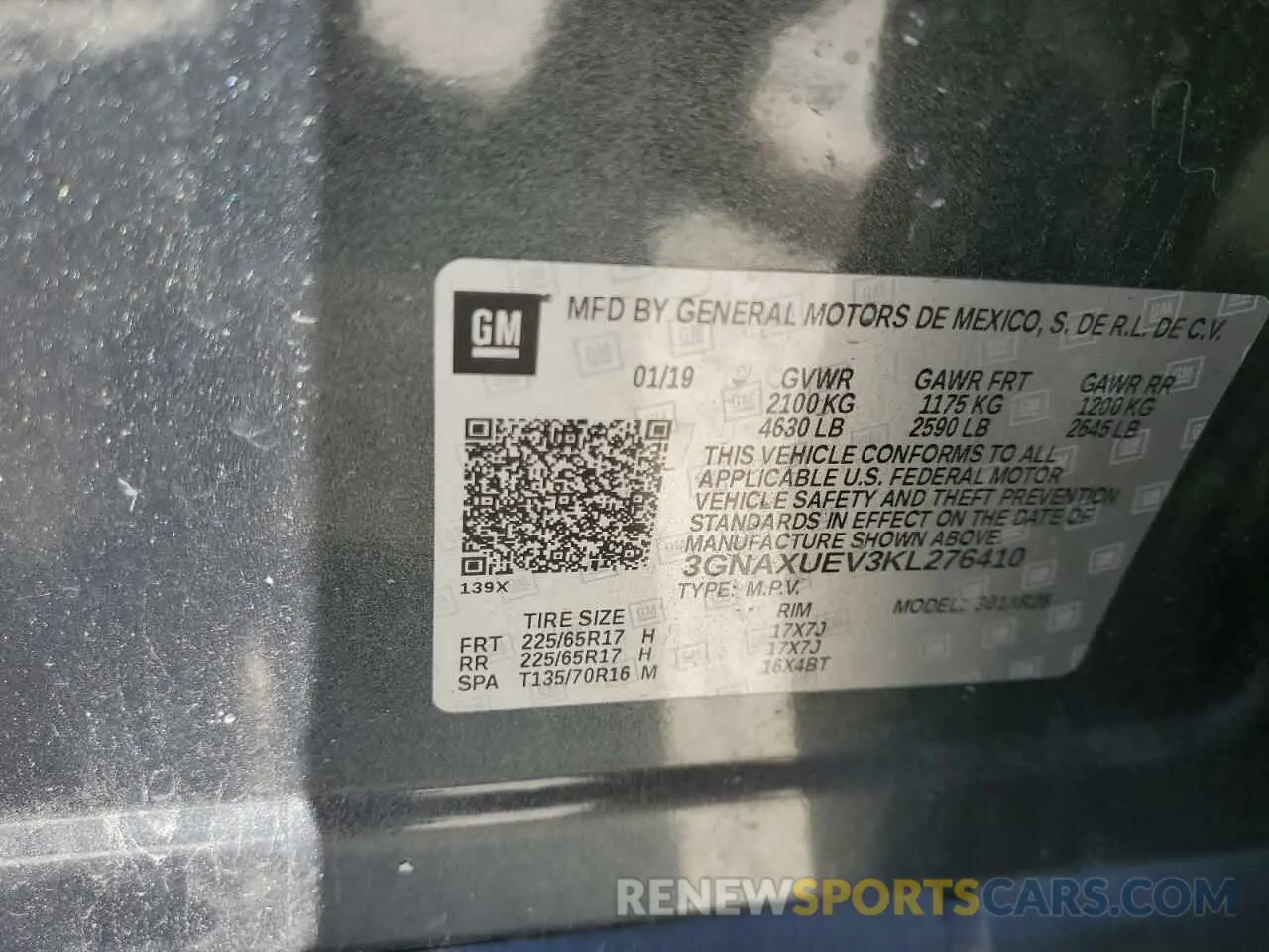 14 Photograph of a damaged car 3GNAXUEV3KL276410 CHEVROLET EQUINOX 2019
