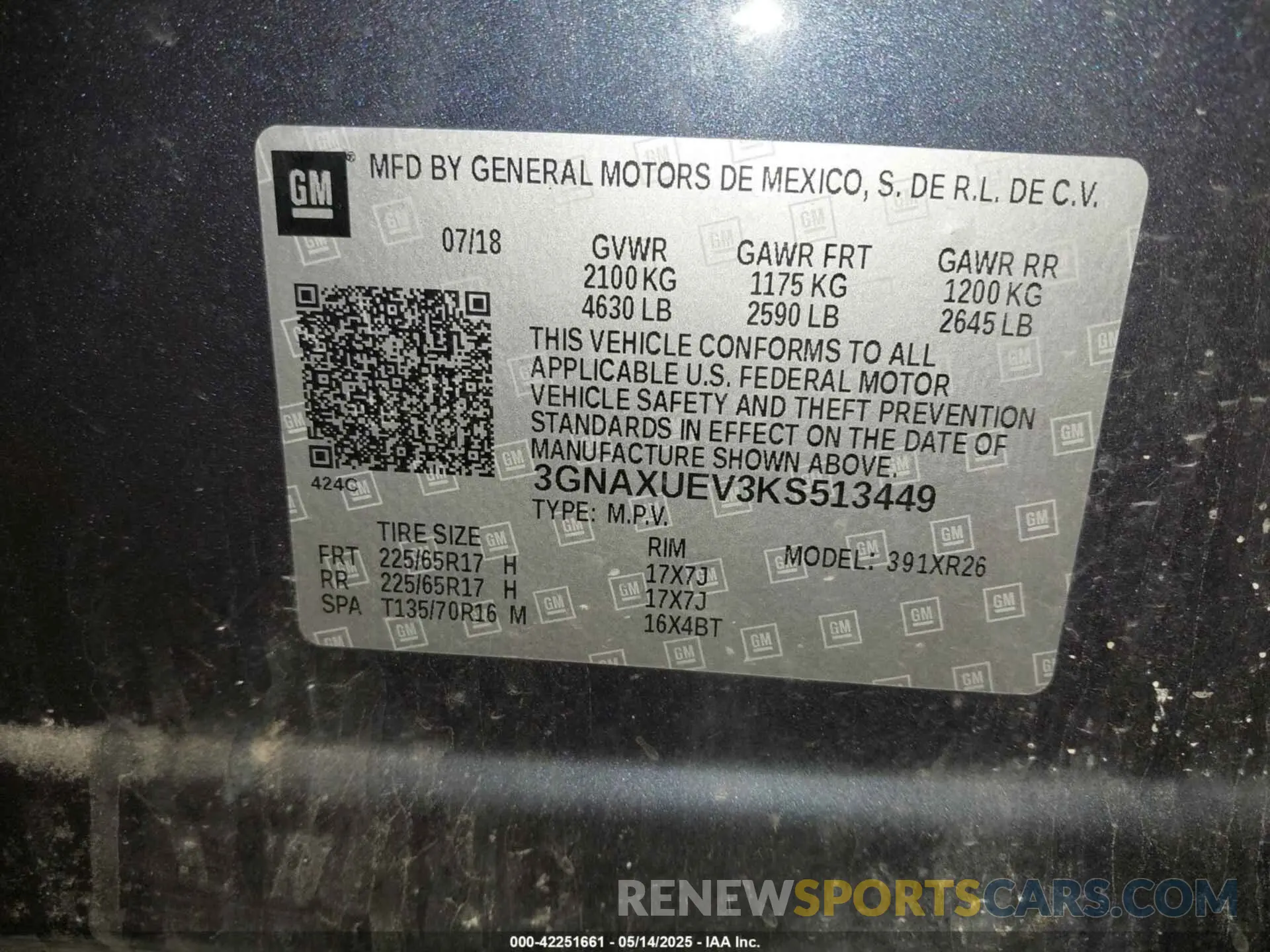 9 Photograph of a damaged car 3GNAXUEV3KS513449 CHEVROLET EQUINOX 2019