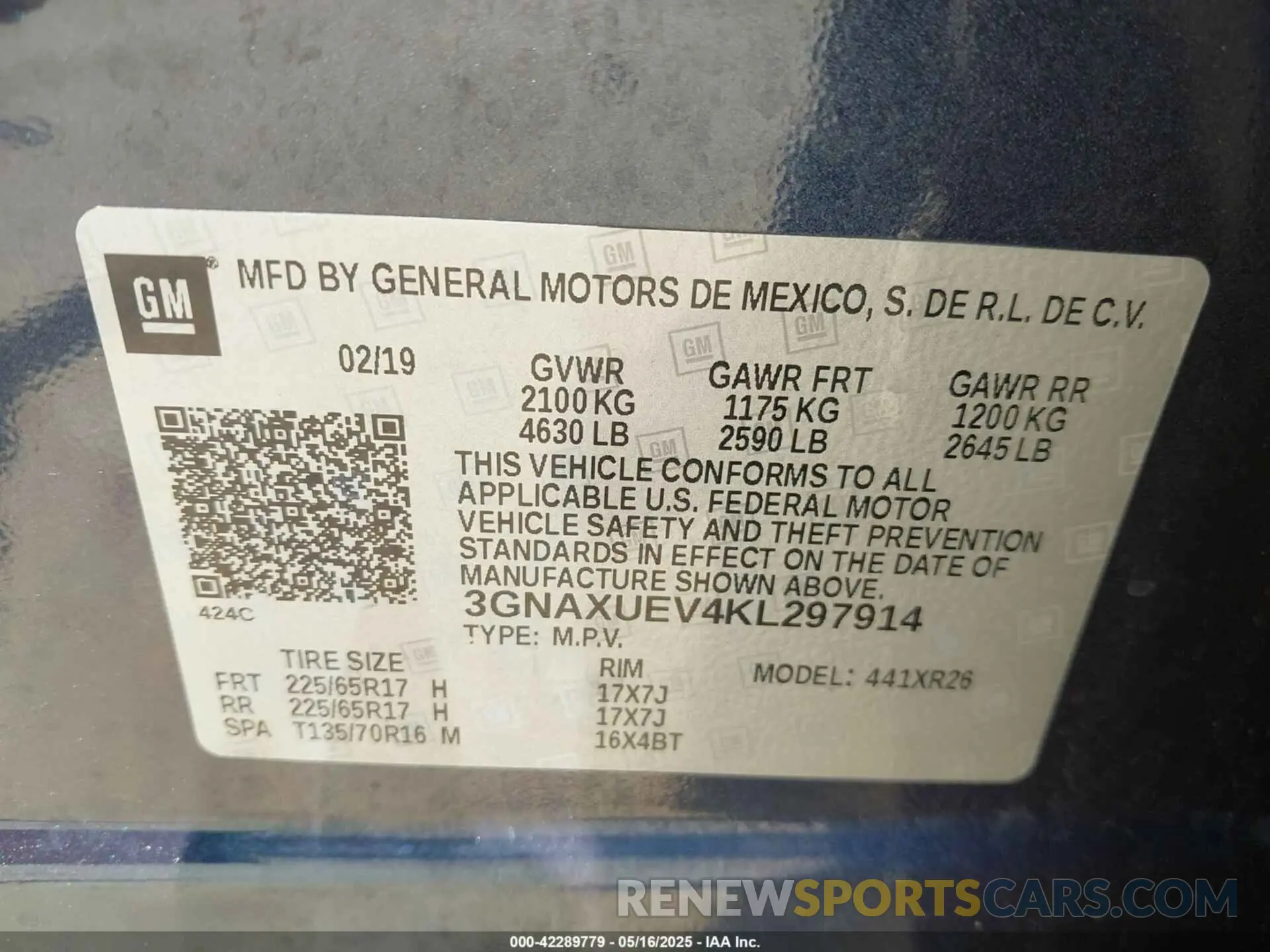 9 Photograph of a damaged car 3GNAXUEV4KL297914 CHEVROLET EQUINOX 2019