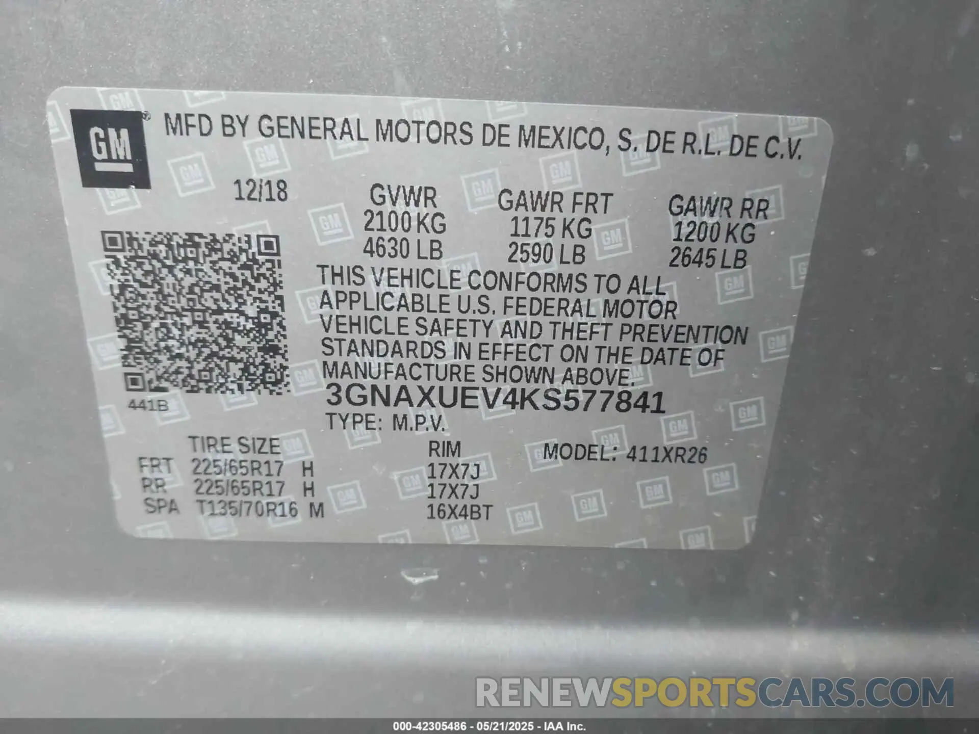 9 Photograph of a damaged car 3GNAXUEV4KS577841 CHEVROLET EQUINOX 2019