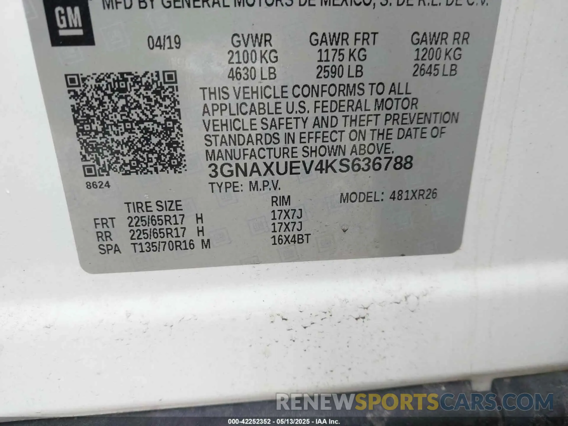 9 Photograph of a damaged car 3GNAXUEV4KS636788 CHEVROLET EQUINOX 2019