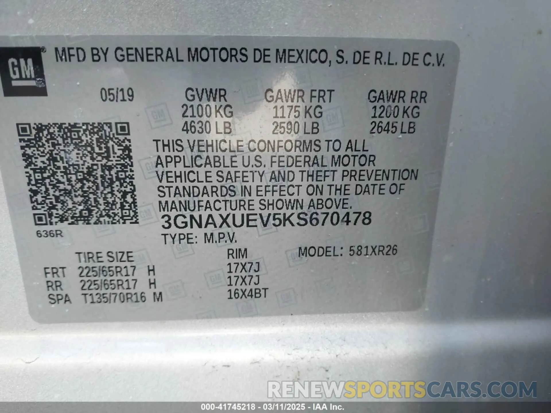 9 Photograph of a damaged car 3GNAXUEV5KS670478 CHEVROLET EQUINOX 2019