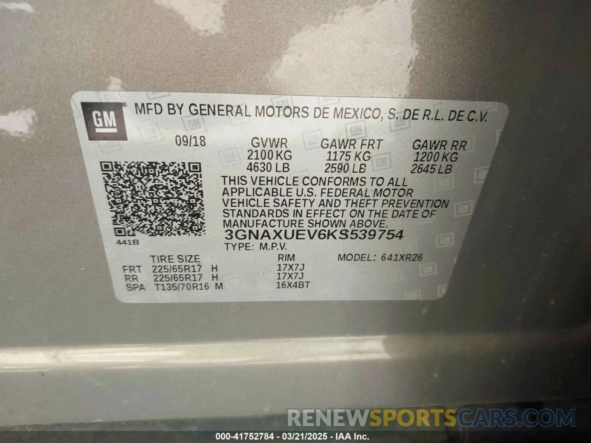 9 Photograph of a damaged car 3GNAXUEV6KS539754 CHEVROLET EQUINOX 2019