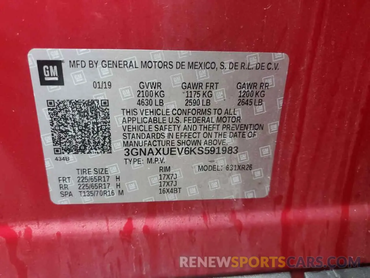 12 Photograph of a damaged car 3GNAXUEV6KS591983 CHEVROLET EQUINOX 2019