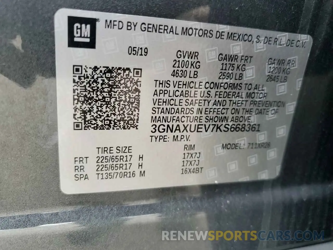 13 Photograph of a damaged car 3GNAXUEV7KS668361 CHEVROLET EQUINOX 2019
