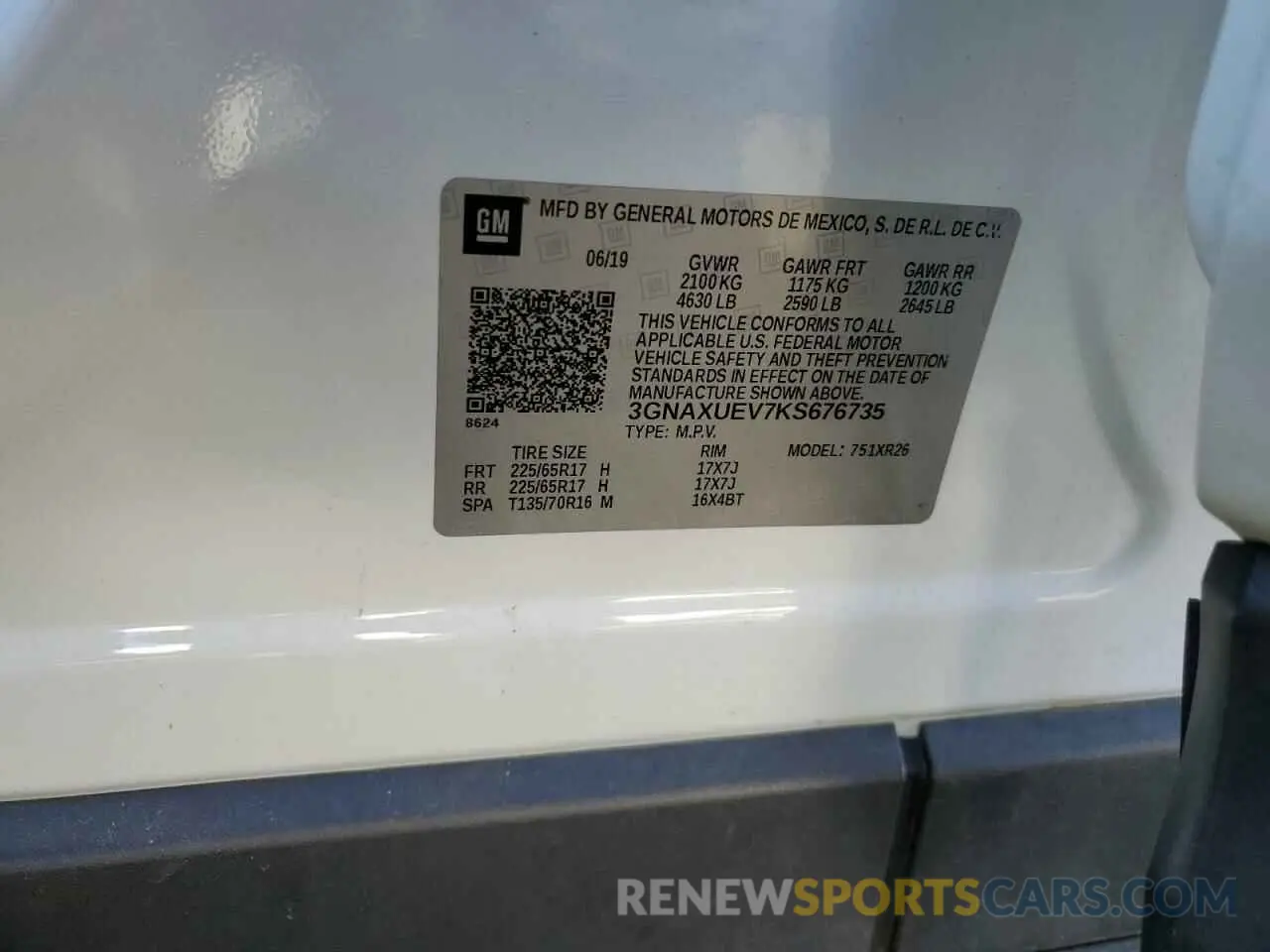 14 Photograph of a damaged car 3GNAXUEV7KS676735 CHEVROLET EQUINOX 2019