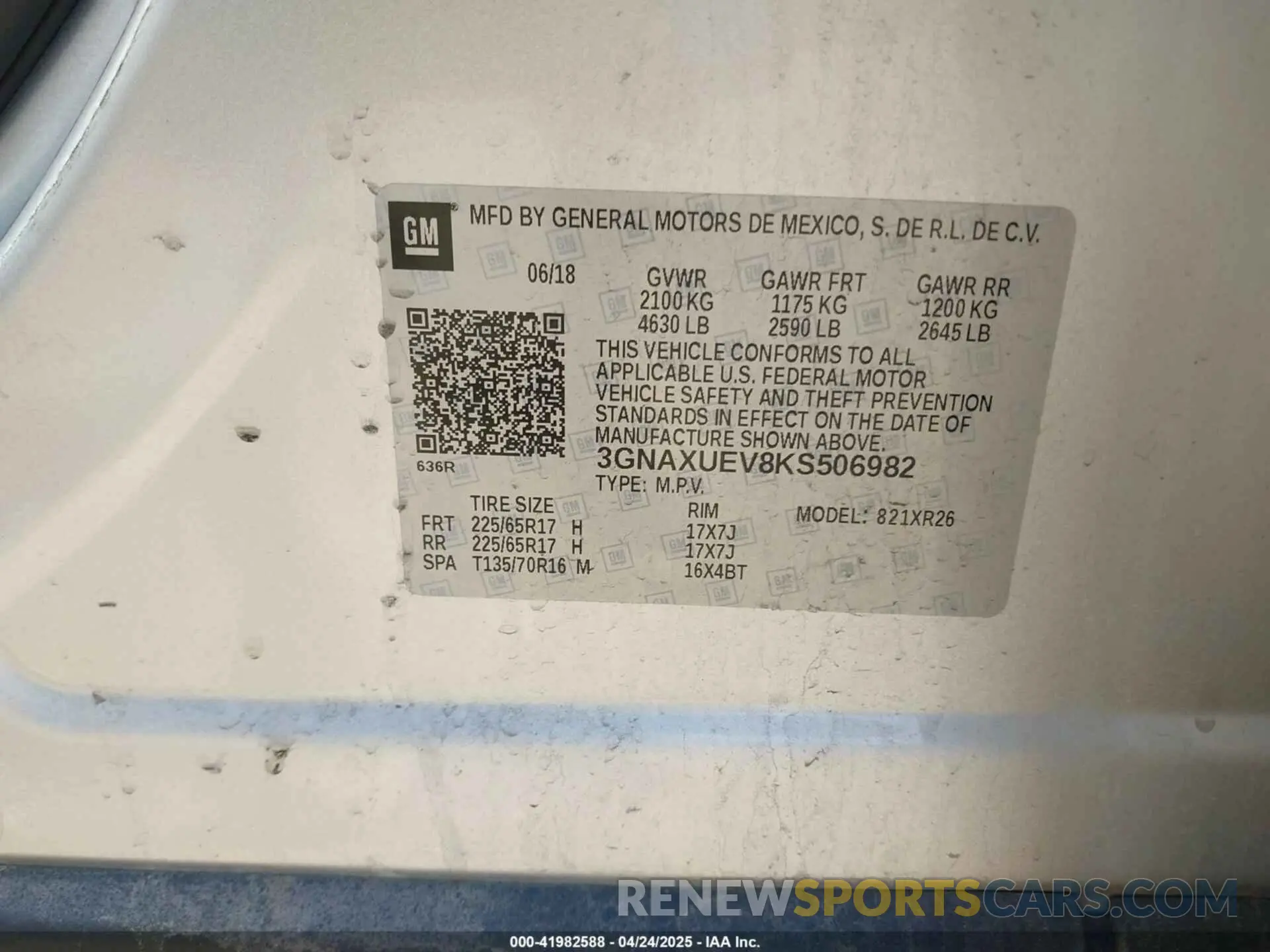 9 Photograph of a damaged car 3GNAXUEV8KS506982 CHEVROLET EQUINOX 2019