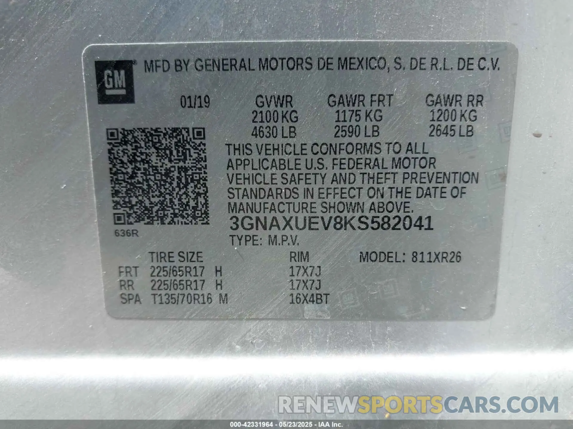 9 Photograph of a damaged car 3GNAXUEV8KS582041 CHEVROLET EQUINOX 2019
