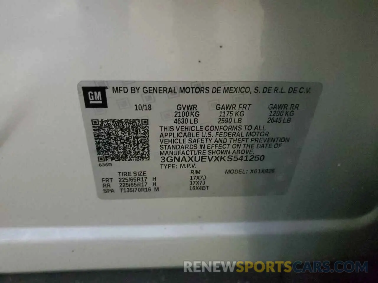 13 Photograph of a damaged car 3GNAXUEVXKS541250 CHEVROLET EQUINOX 2019