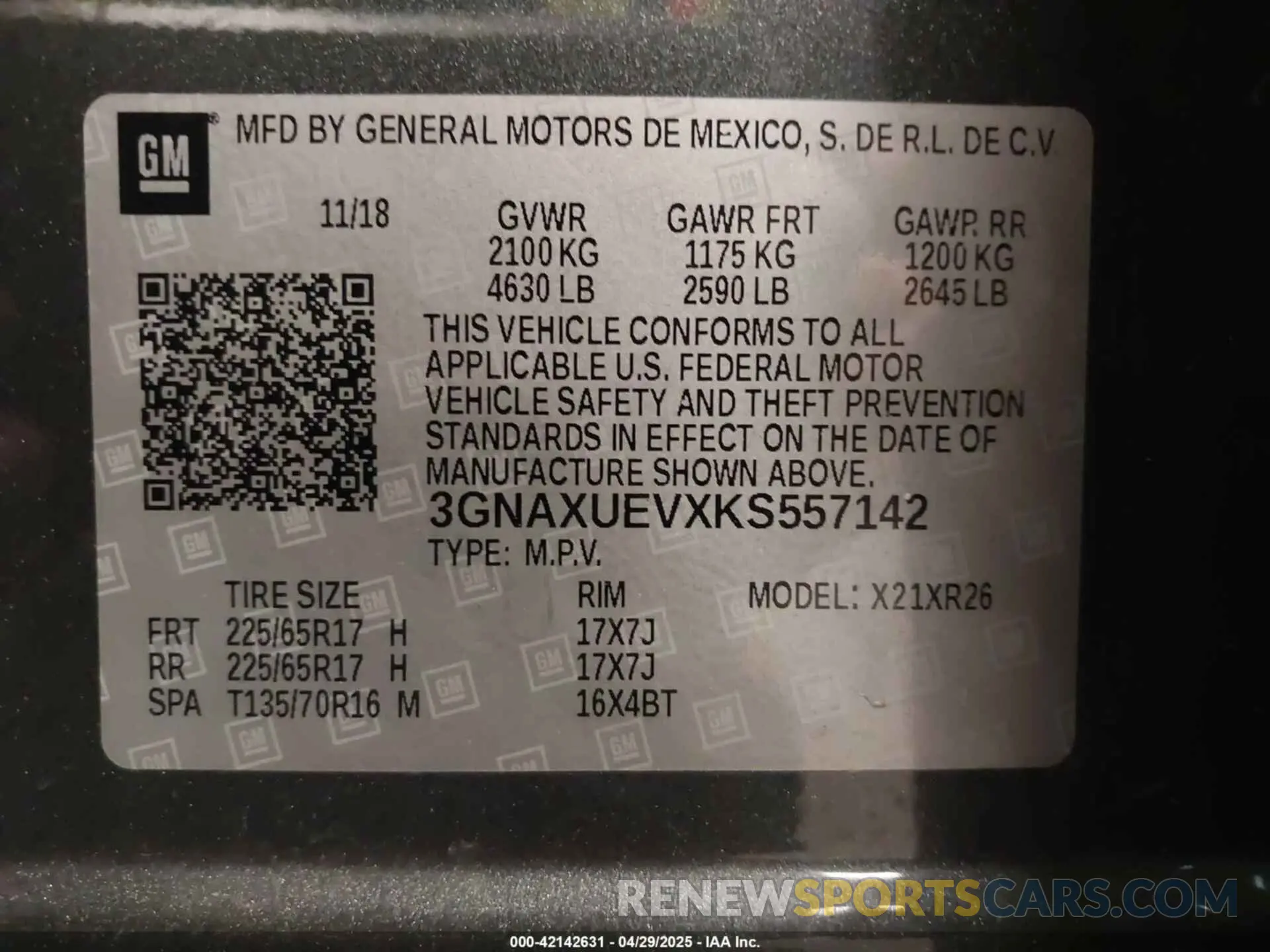 9 Photograph of a damaged car 3GNAXUEVXKS557142 CHEVROLET EQUINOX 2019