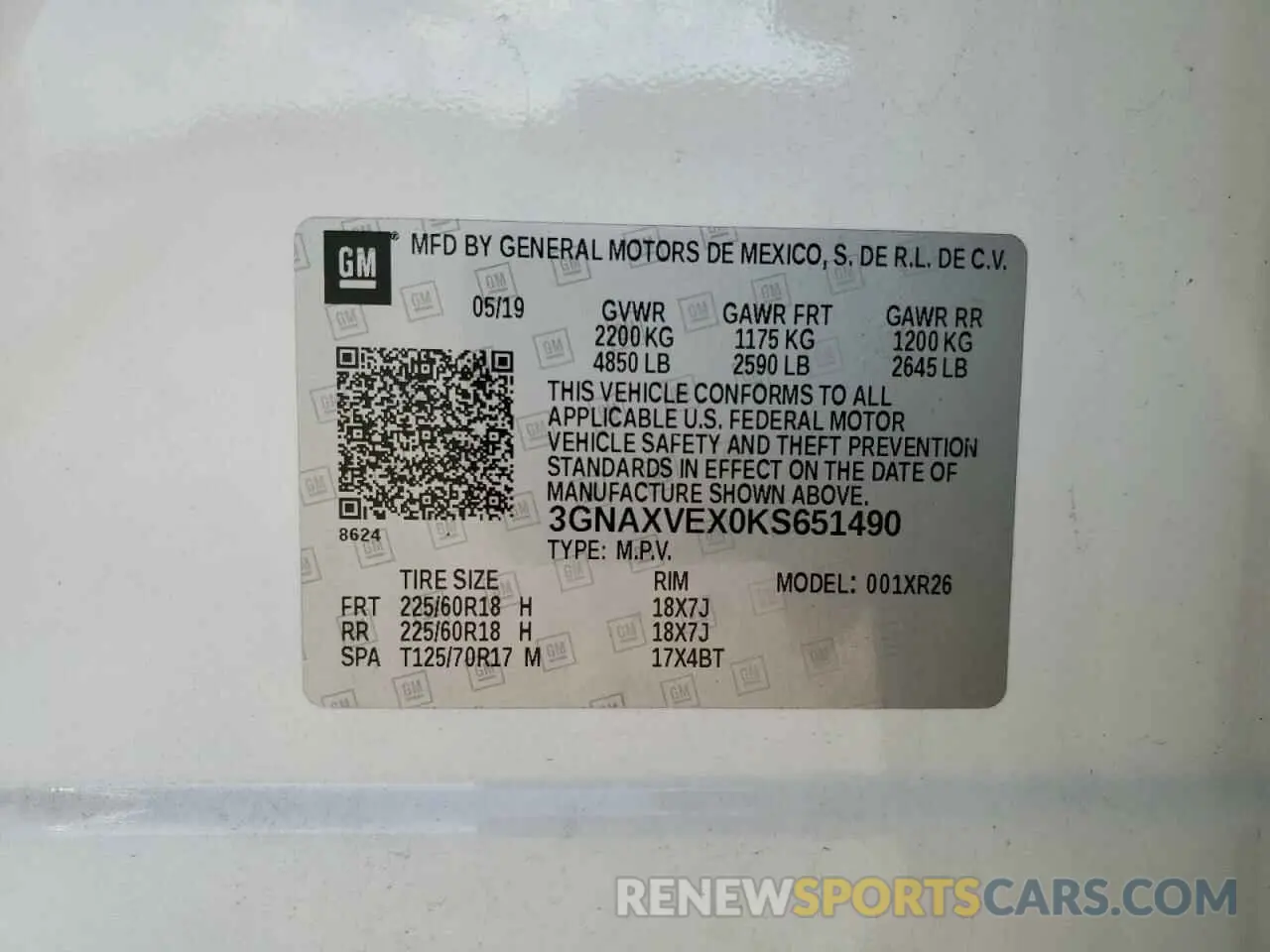 13 Photograph of a damaged car 3GNAXVEX0KS651490 CHEVROLET EQUINOX 2019