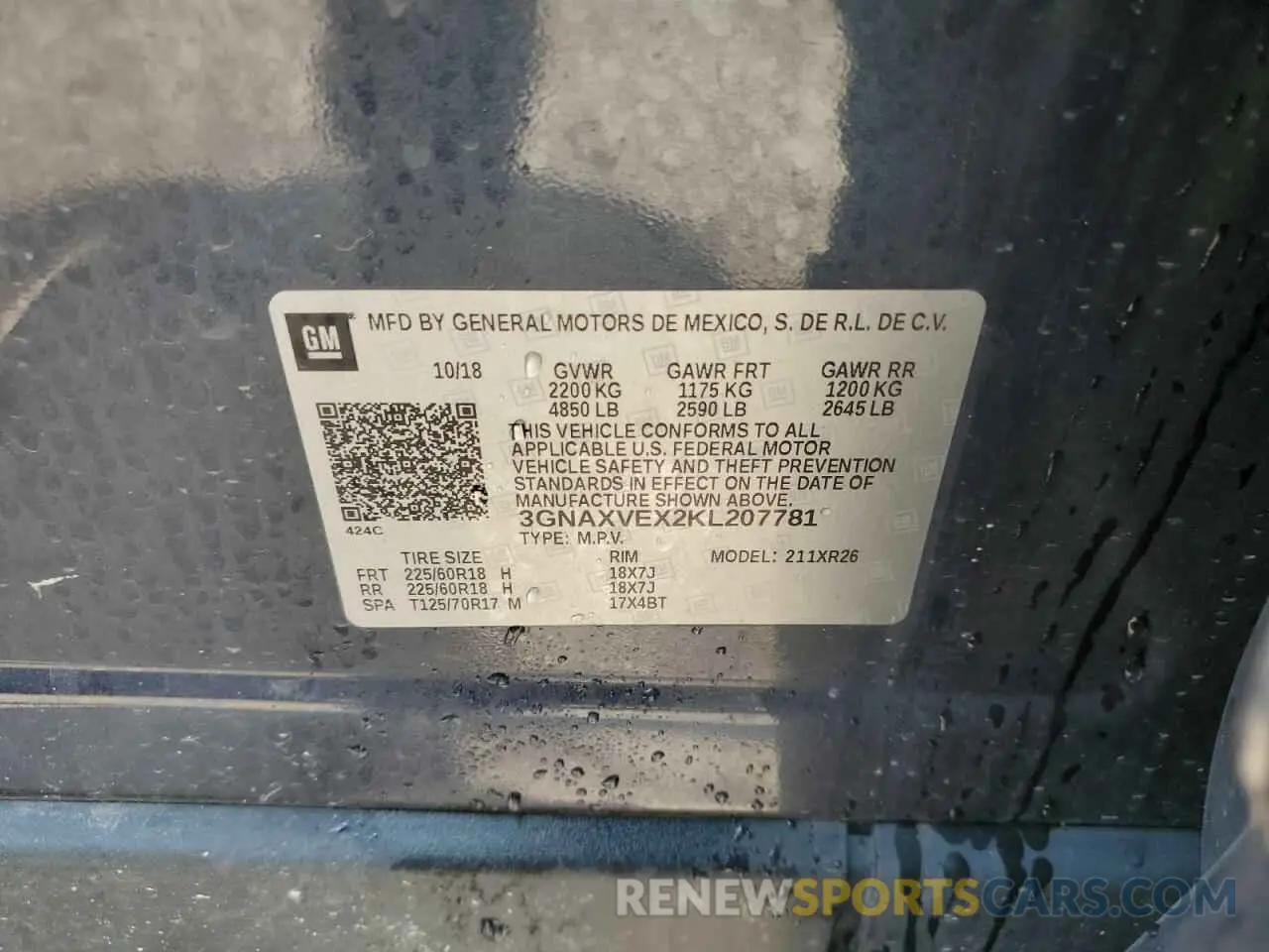 13 Photograph of a damaged car 3GNAXVEX2KL207781 CHEVROLET EQUINOX 2019