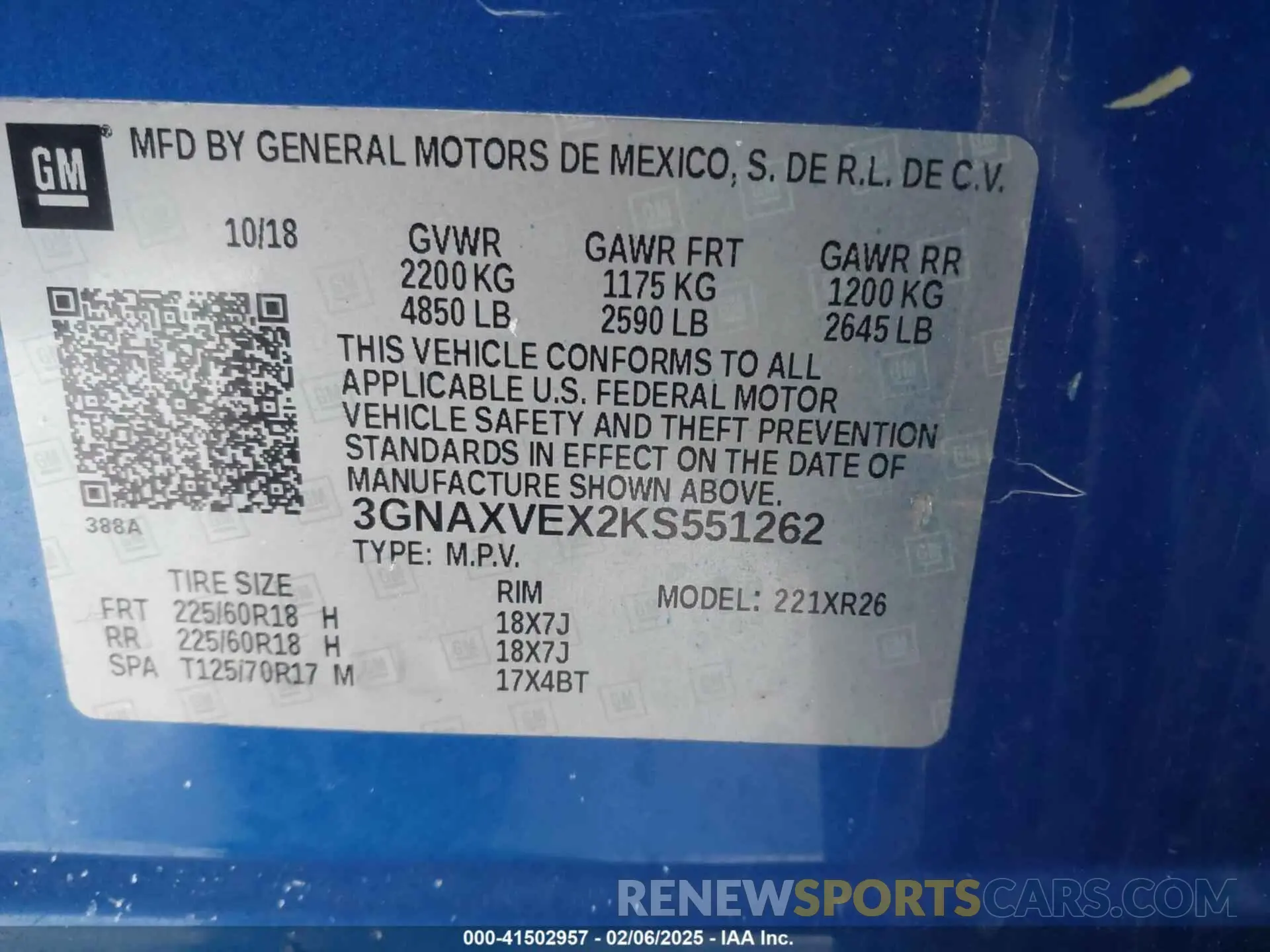 9 Photograph of a damaged car 3GNAXVEX2KS551262 CHEVROLET EQUINOX 2019