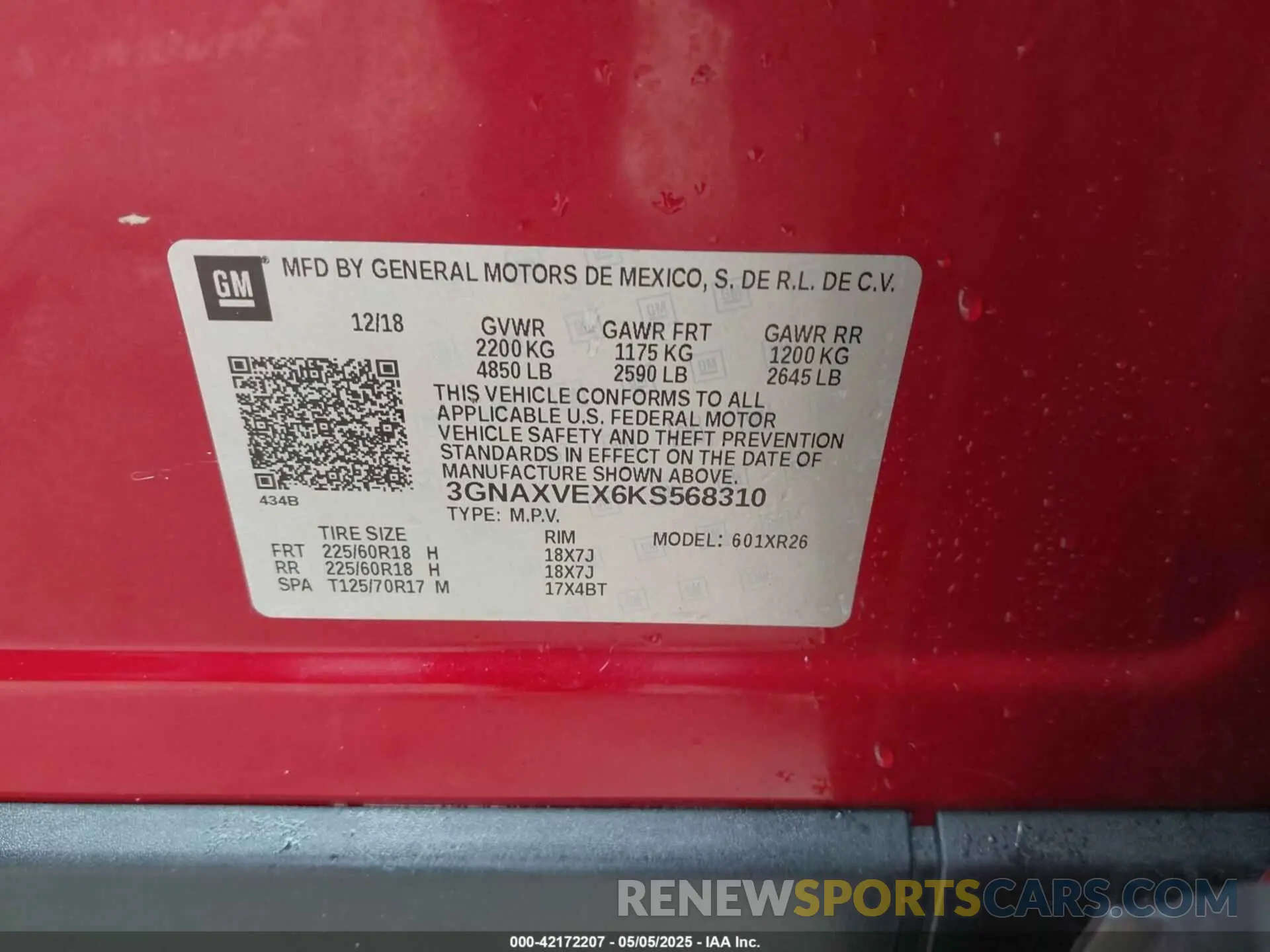 9 Photograph of a damaged car 3GNAXVEX6KS568310 CHEVROLET EQUINOX 2019