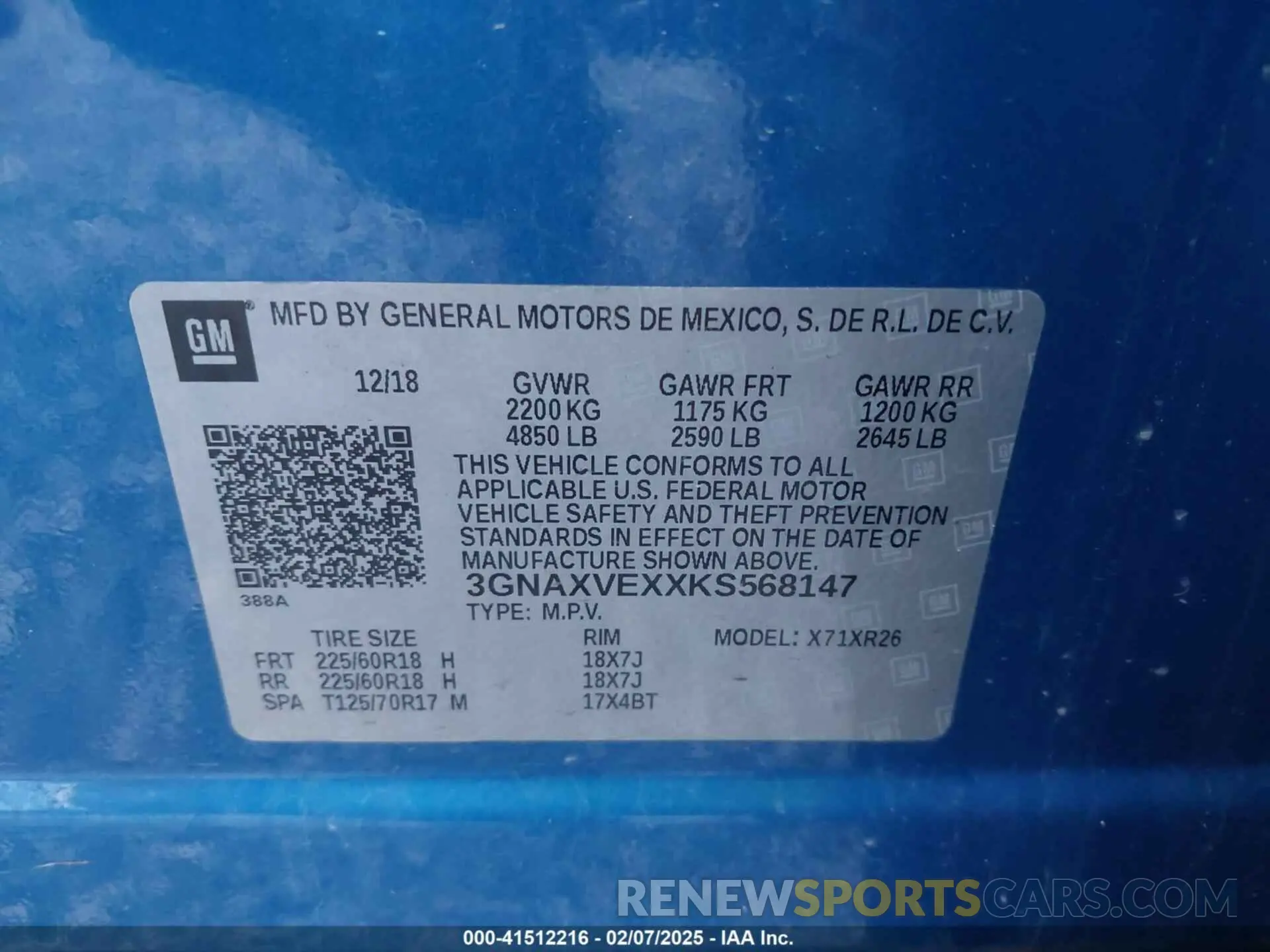 9 Photograph of a damaged car 3GNAXVEXXKS568147 CHEVROLET EQUINOX 2019