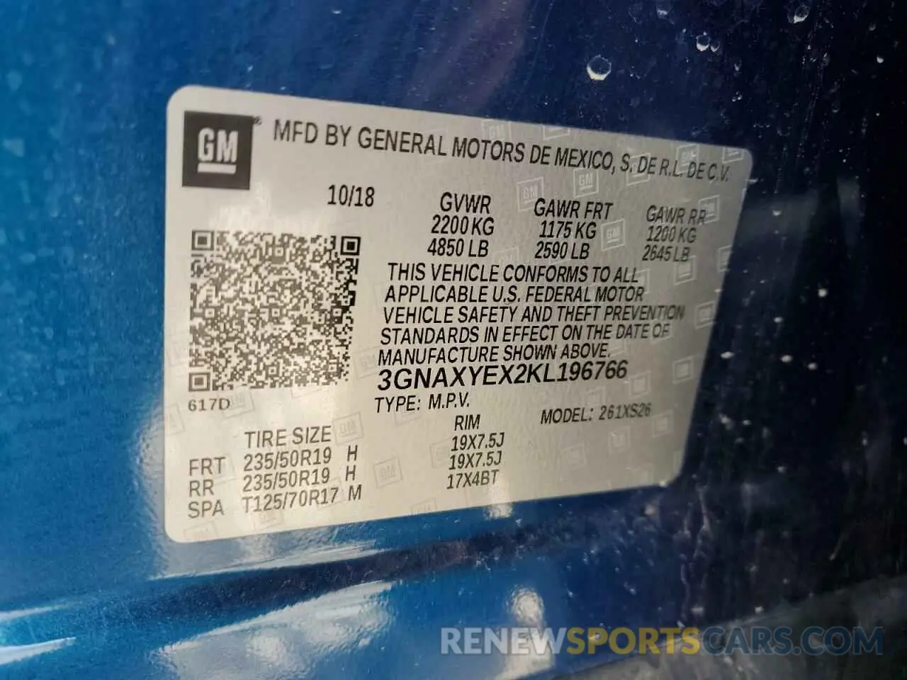 12 Photograph of a damaged car 3GNAXYEX2KL196766 CHEVROLET EQUINOX 2019