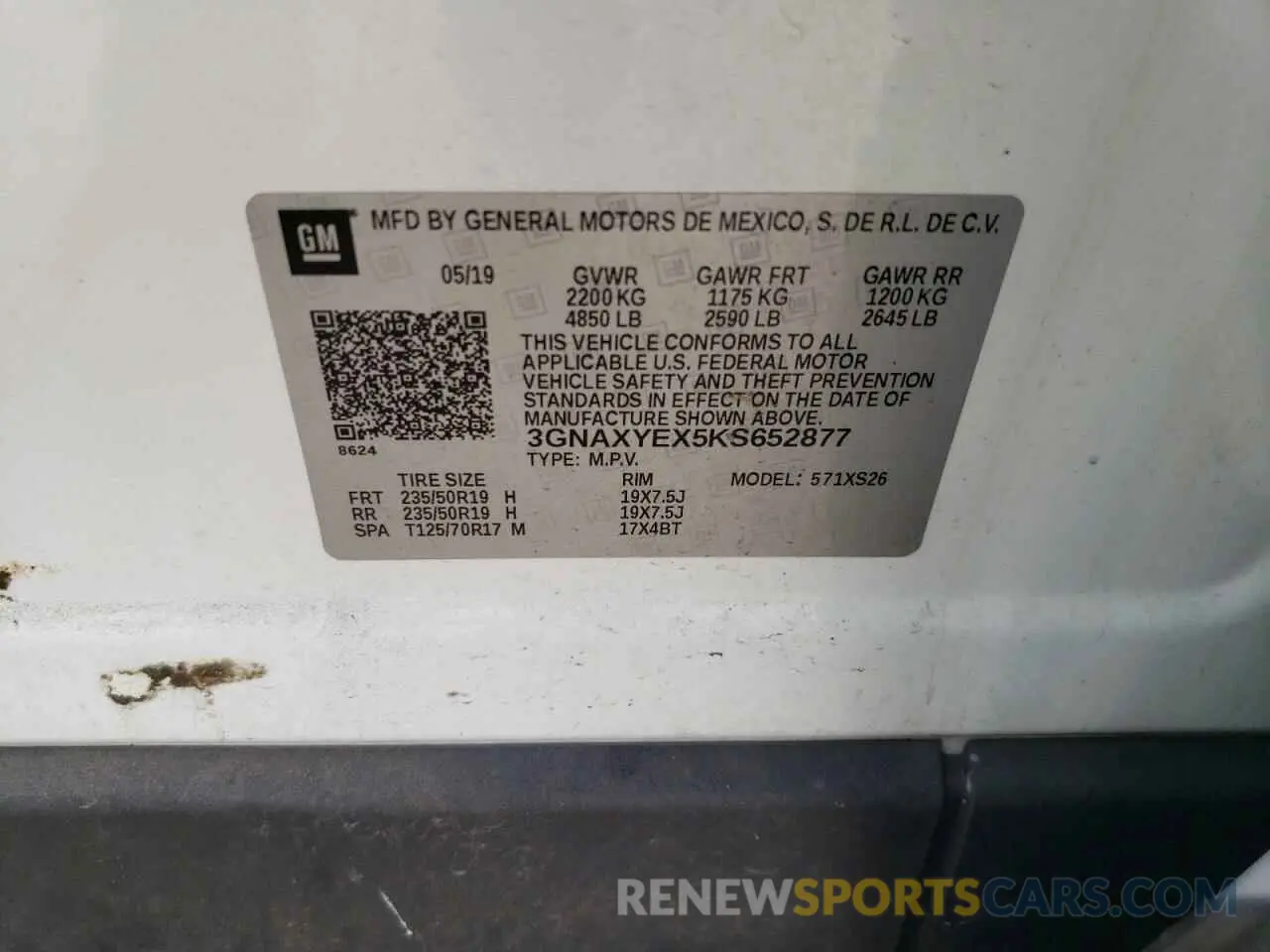 15 Photograph of a damaged car 3GNAXYEX5KS652877 CHEVROLET EQUINOX 2019