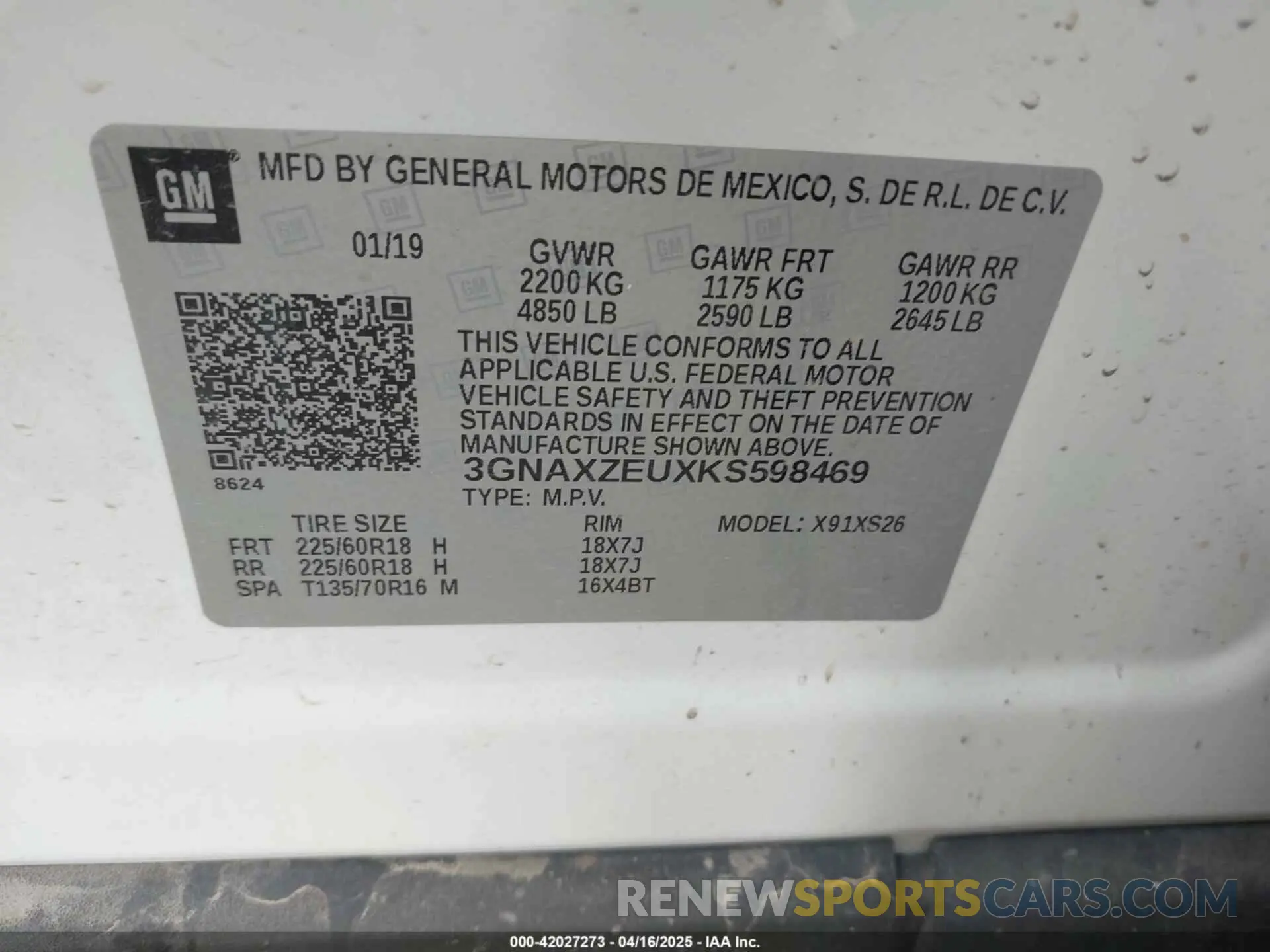 9 Photograph of a damaged car 3GNAXZEUXKS598469 CHEVROLET EQUINOX 2019
