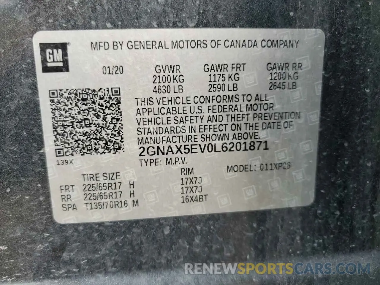 12 Photograph of a damaged car 2GNAX5EV0L6201871 CHEVROLET EQUINOX 2020