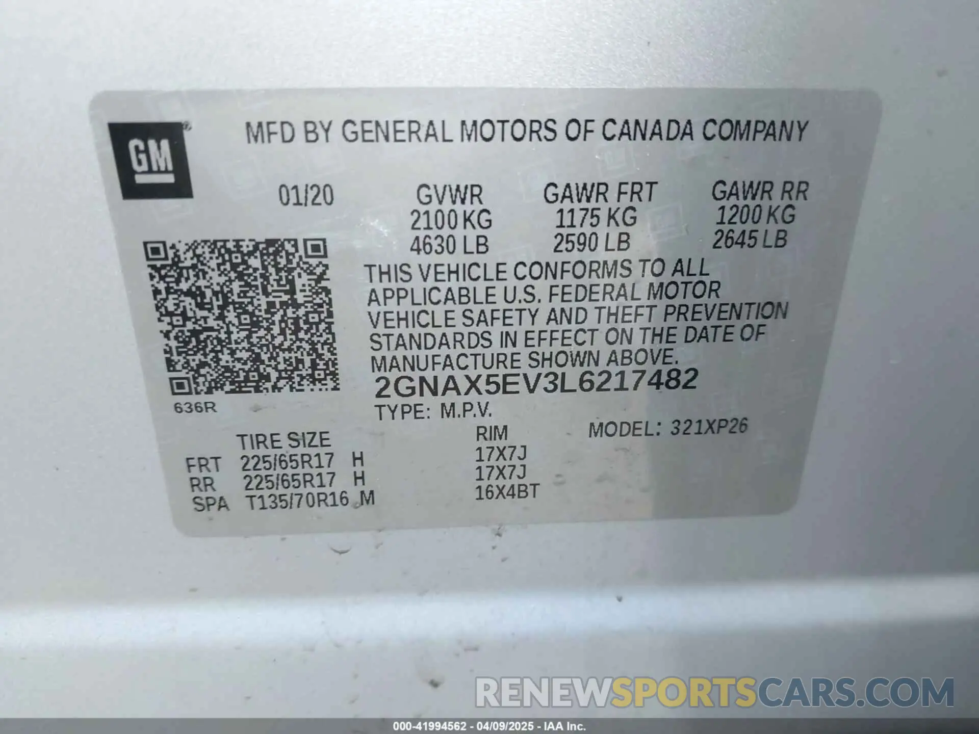 9 Photograph of a damaged car 2GNAX5EV3L6217482 CHEVROLET EQUINOX 2020