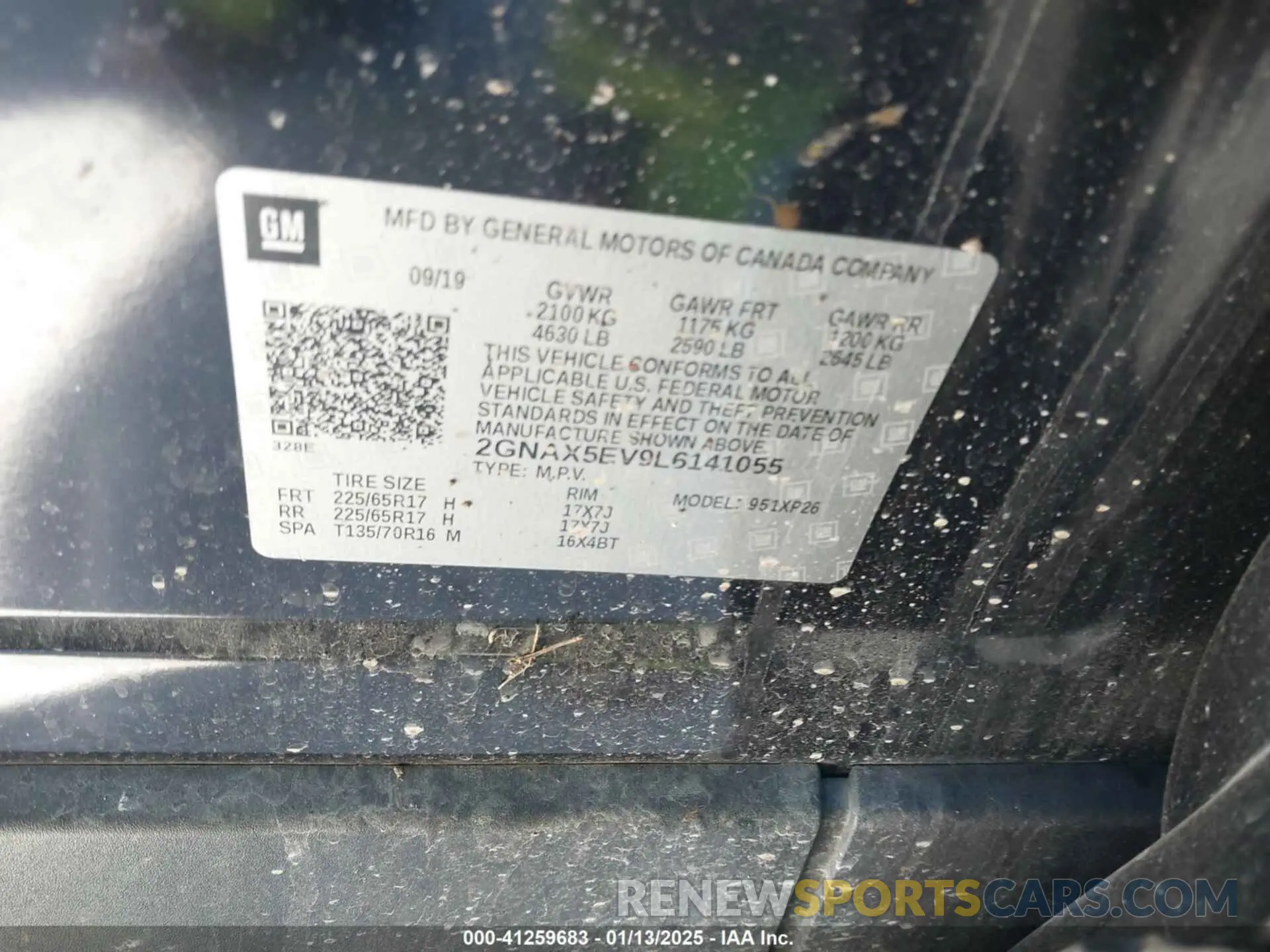 9 Photograph of a damaged car 2GNAXFEV1L6141055 CHEVROLET EQUINOX 2020