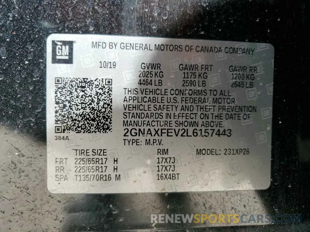 14 Photograph of a damaged car 2GNAXFEV2L6157443 CHEVROLET EQUINOX 2020