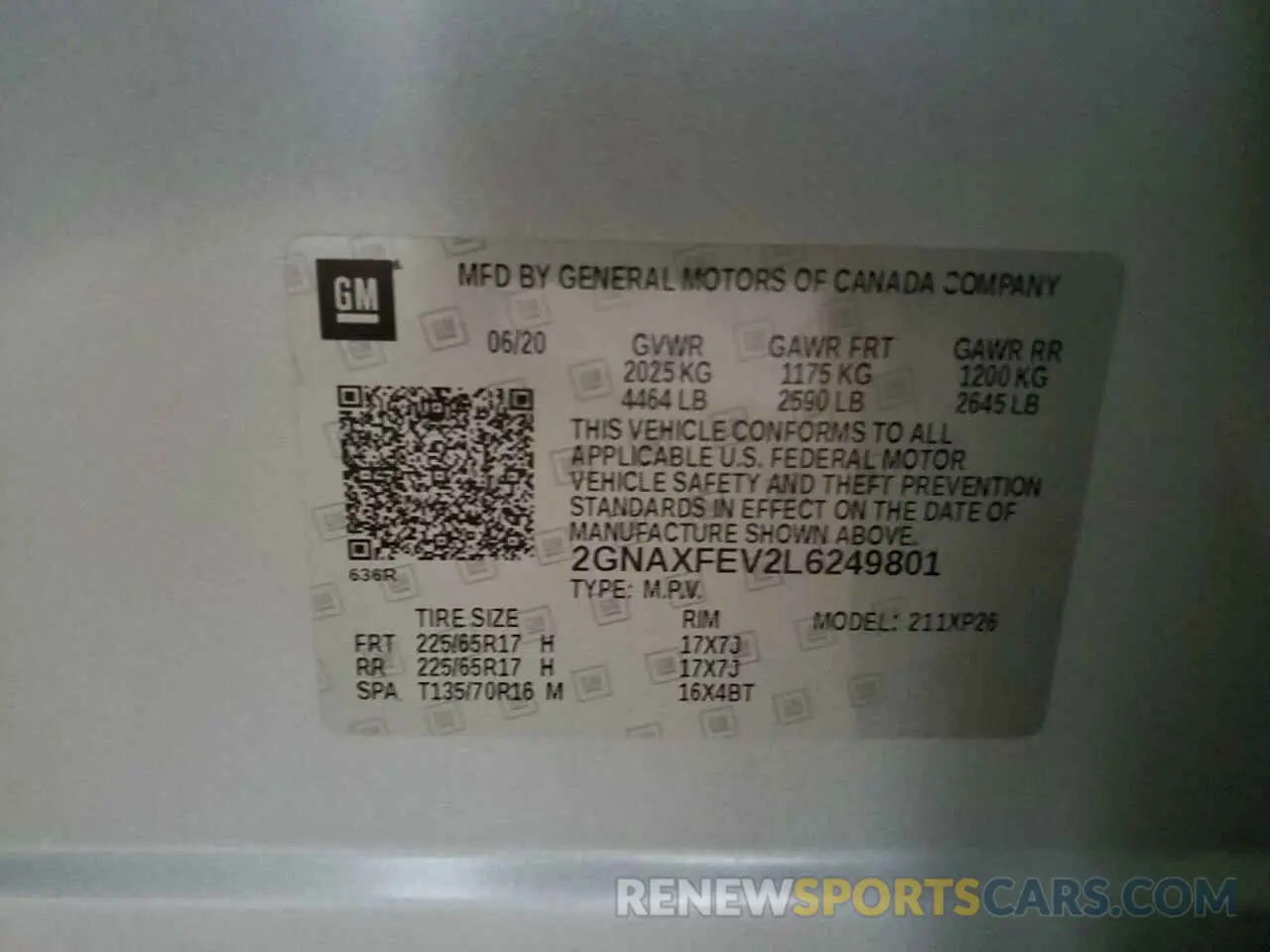 14 Photograph of a damaged car 2GNAXFEV2L6249801 CHEVROLET EQUINOX 2020