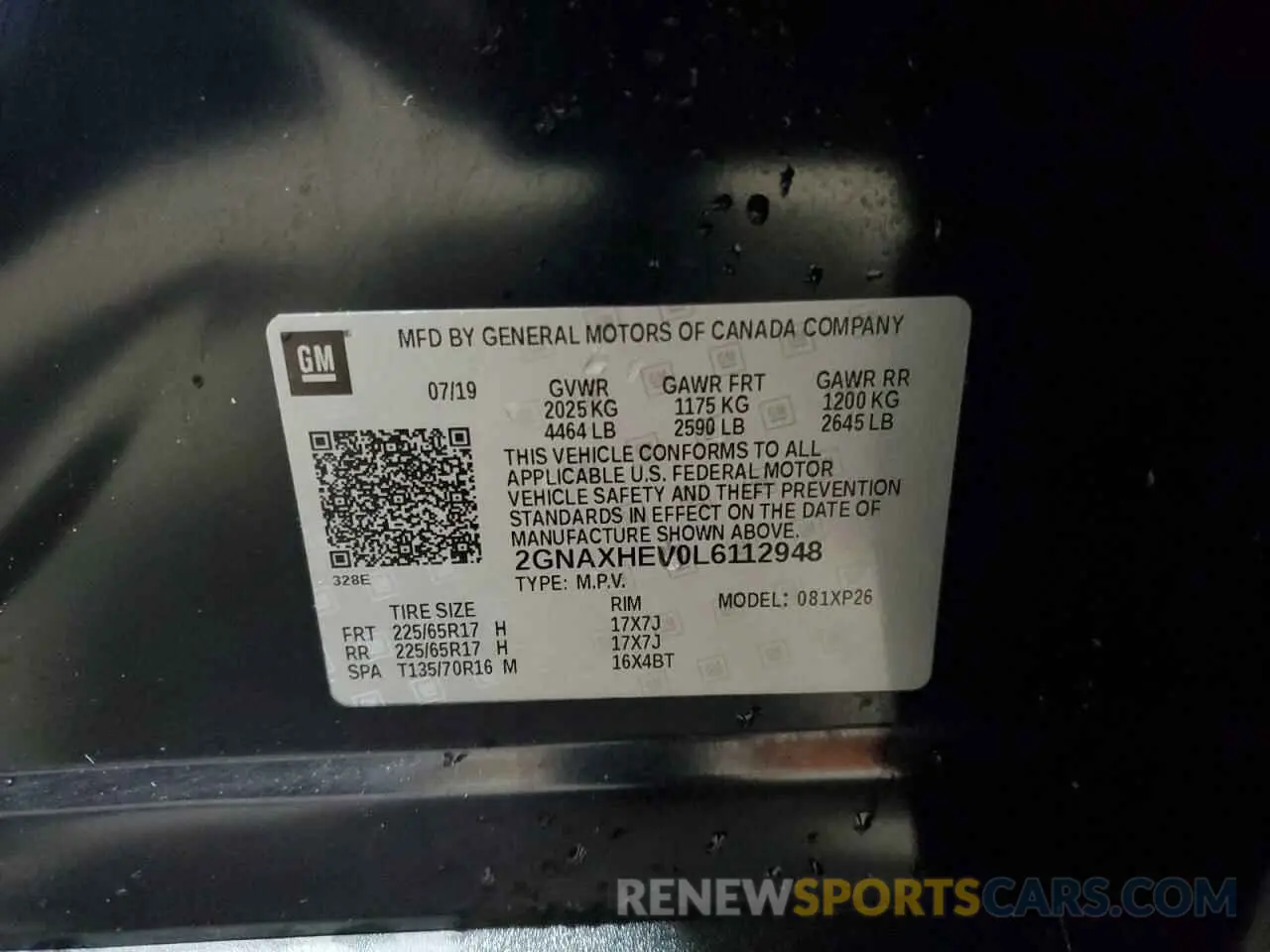 12 Photograph of a damaged car 2GNAXHEV0L6112948 CHEVROLET EQUINOX 2020