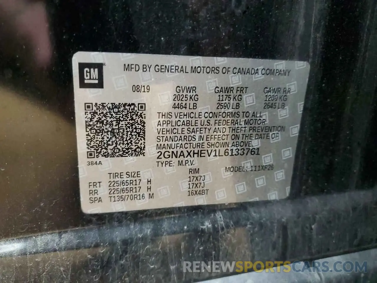 13 Photograph of a damaged car 2GNAXHEV1L6133761 CHEVROLET EQUINOX 2020