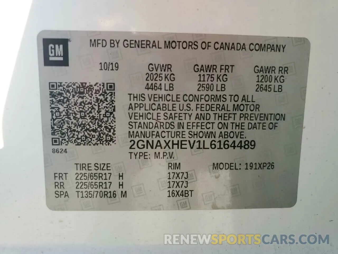 13 Photograph of a damaged car 2GNAXHEV1L6164489 CHEVROLET EQUINOX 2020