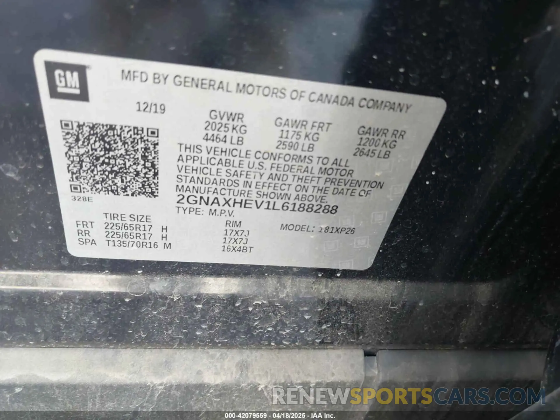 9 Photograph of a damaged car 2GNAXHEV1L6188288 CHEVROLET EQUINOX 2020