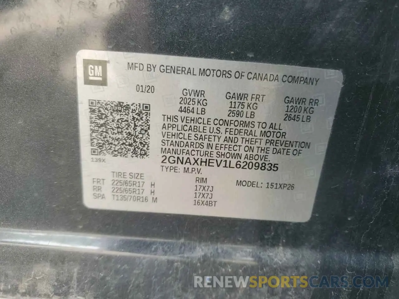 13 Photograph of a damaged car 2GNAXHEV1L6209835 CHEVROLET EQUINOX 2020