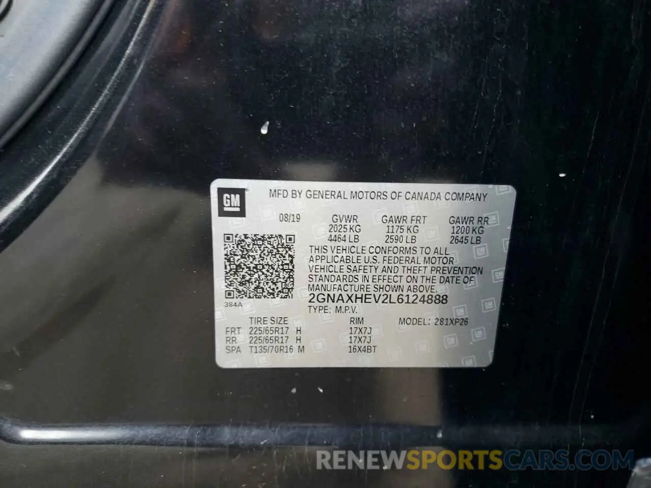14 Photograph of a damaged car 2GNAXHEV2L6124888 CHEVROLET EQUINOX 2020