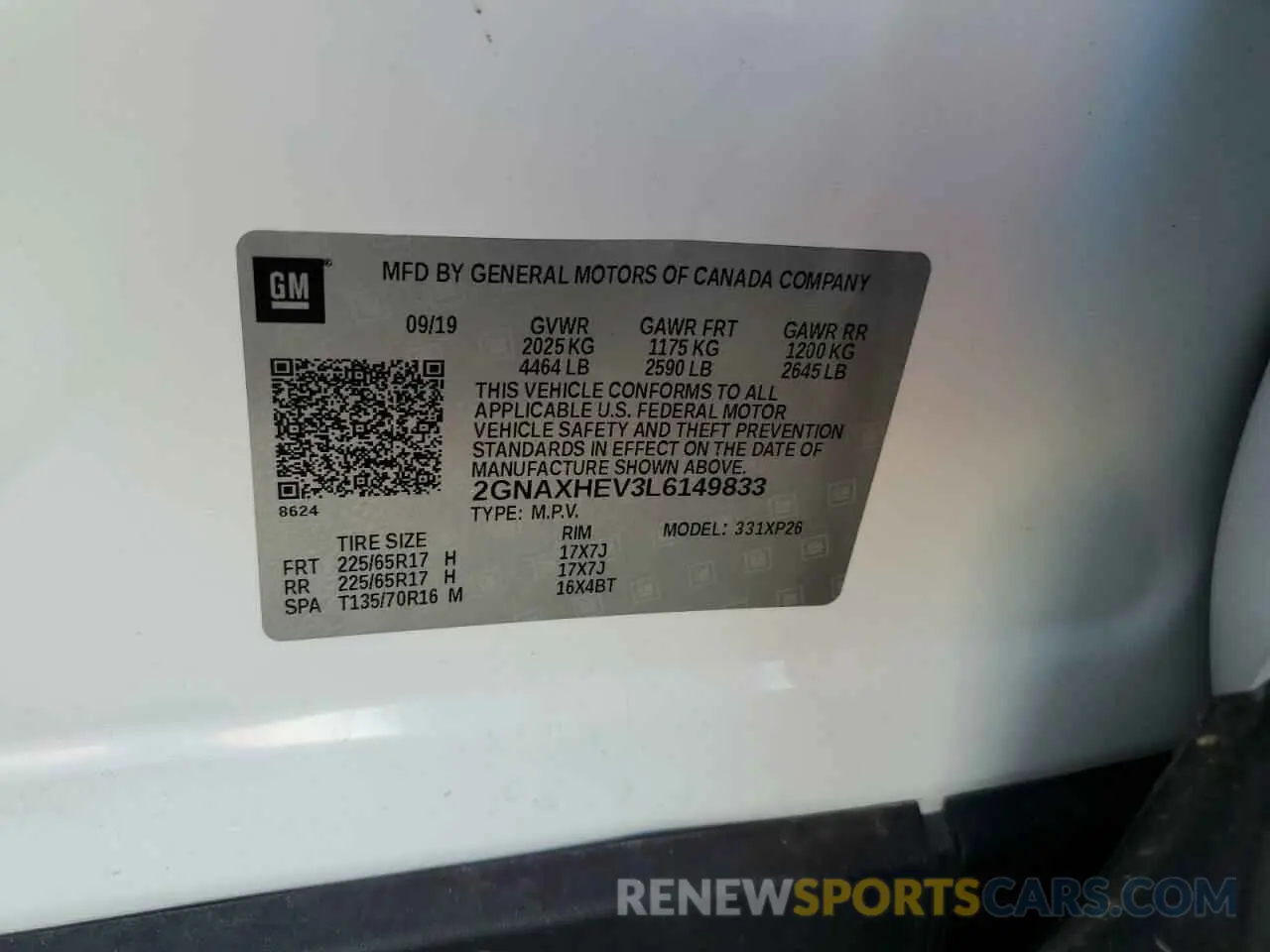 13 Photograph of a damaged car 2GNAXHEV3L6149833 CHEVROLET EQUINOX 2020