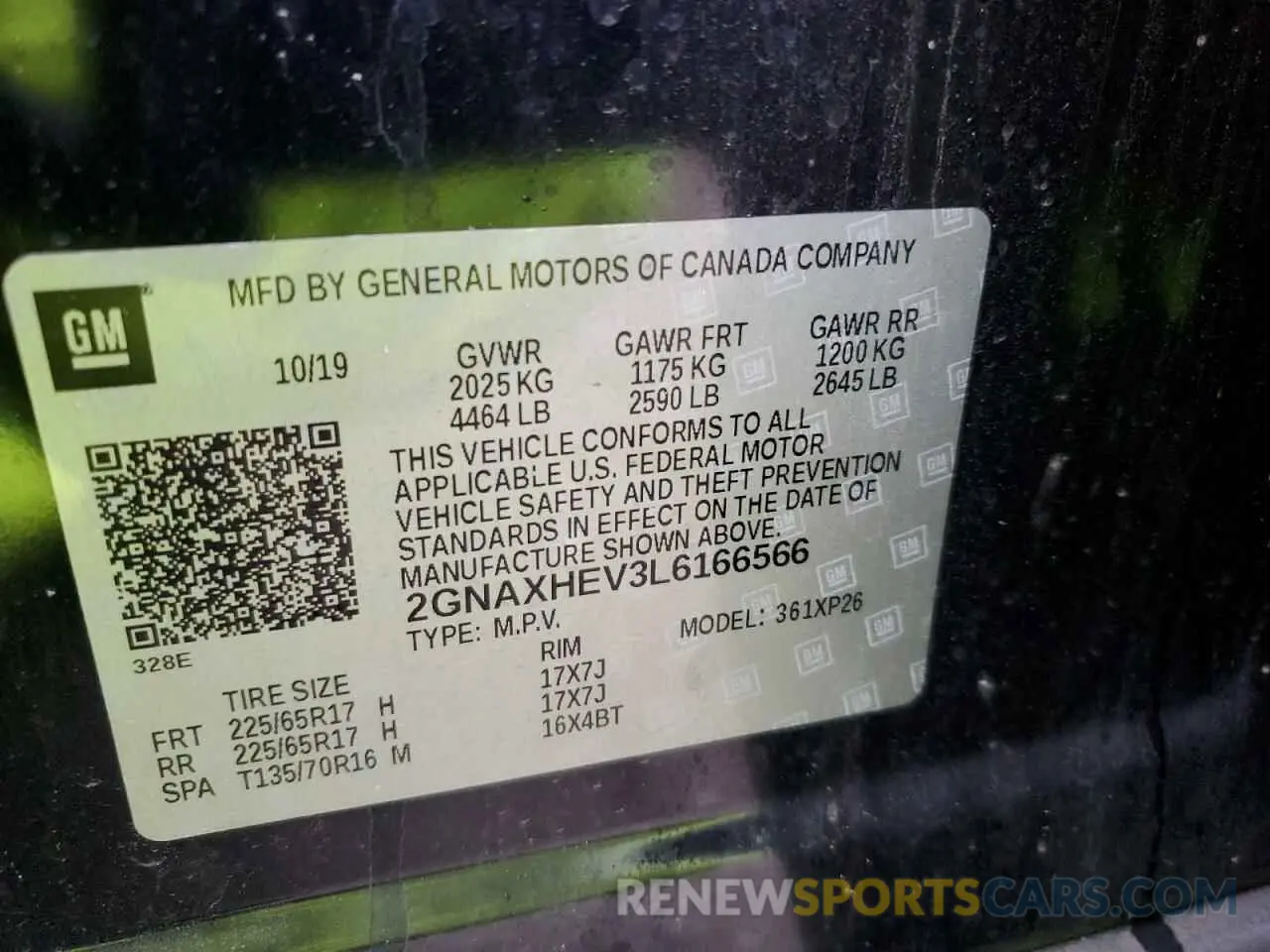 13 Photograph of a damaged car 2GNAXHEV3L6166566 CHEVROLET EQUINOX 2020